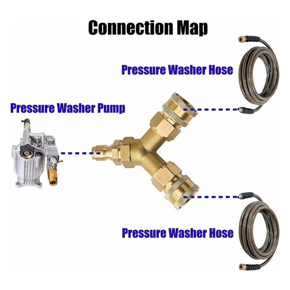 3/8 5000PSI Fitting Pressure Washer Tee Splitter CouplerBrass 4.0 GPM