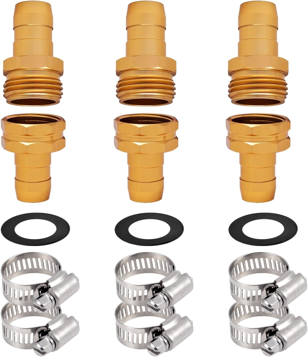 Kichwit 3 Pack 5/8 Inch Aluminum Garden Hose Connector with Stainless Brass