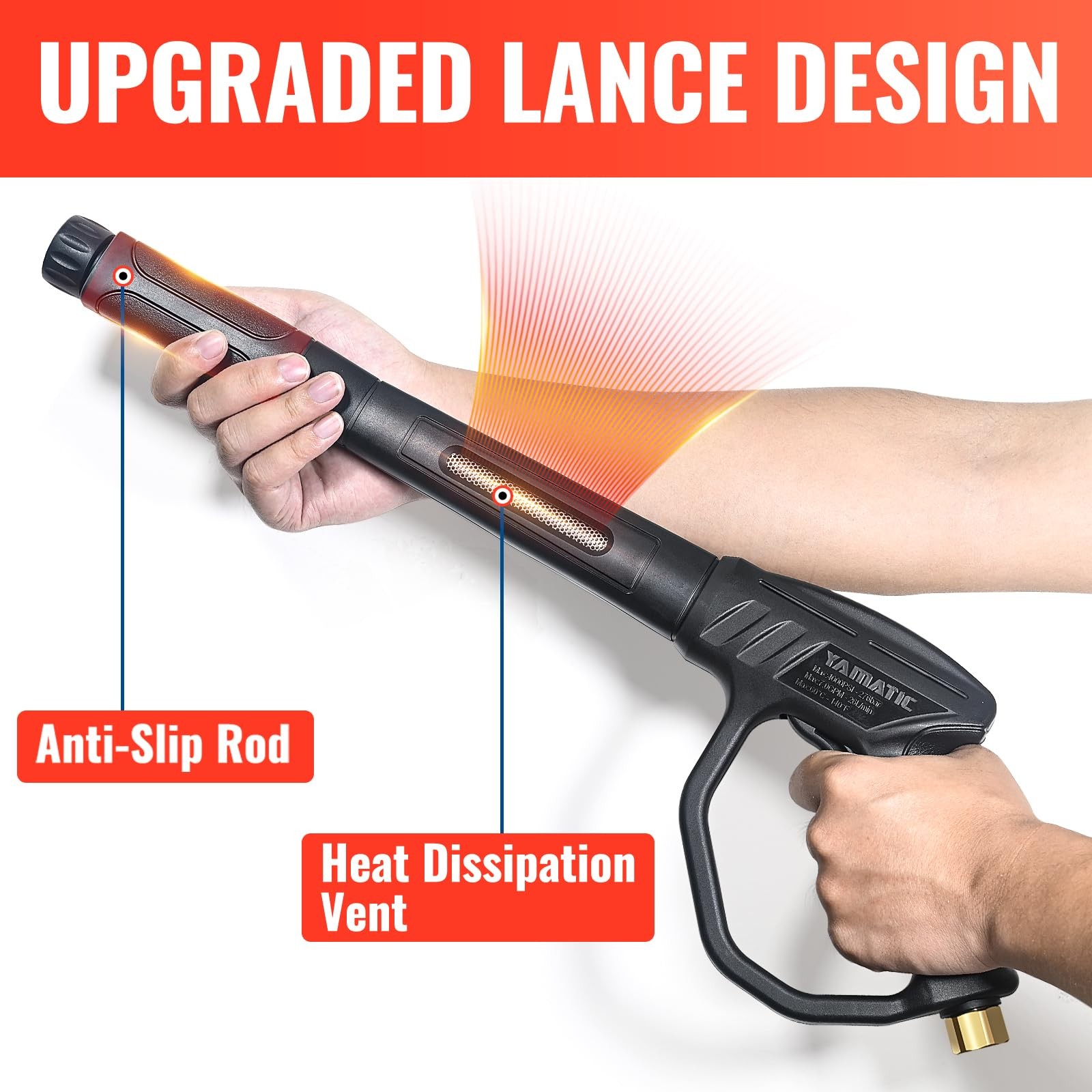YAMATIC Pressure Washer Gun and Hose 50FT with Easy Pull Trigger – 50ft