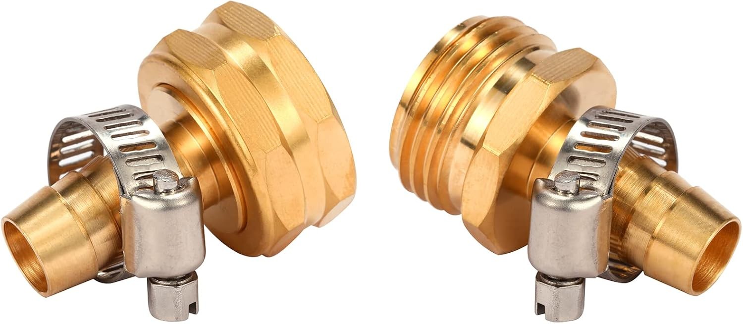 Brass Garden Hose Connector 3-Set, Fit for 1/2" hose(Female & Male)