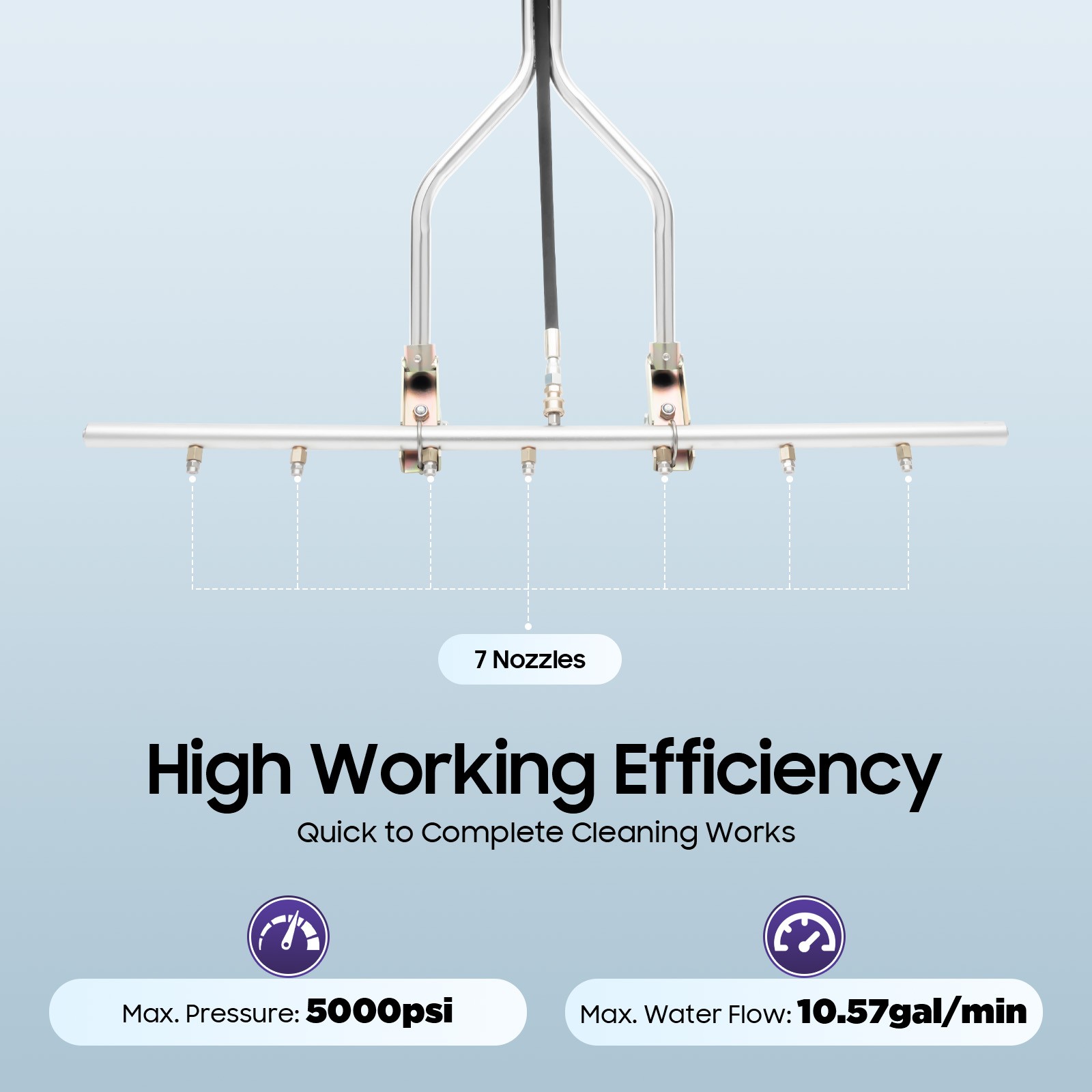 7-Hole Water Broom For Hot and Cold Water Pressure Washer 100x160cm/39*63in