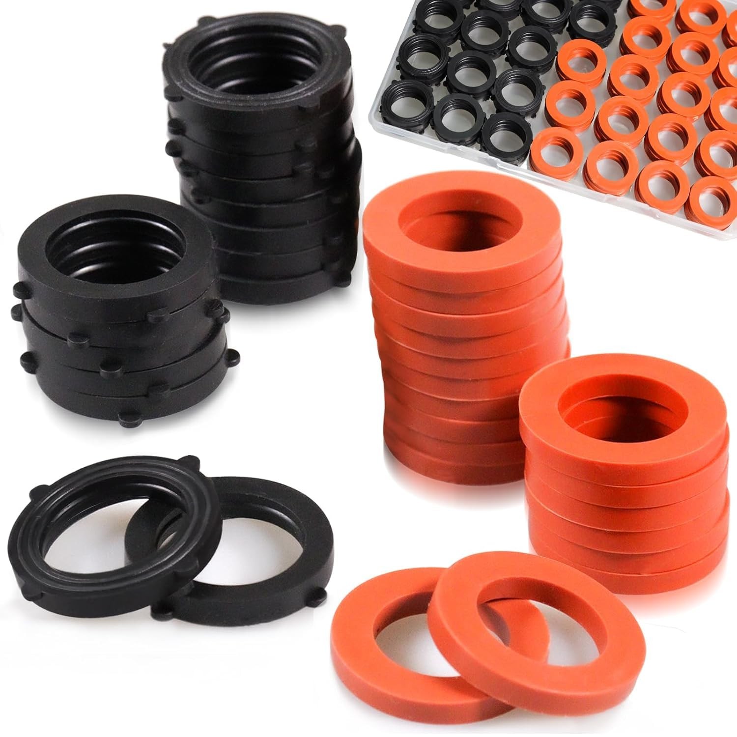 ZDBB 80 Pcs Garden Hose Gasket Rubber Seal, Fits All 80 PCS, red,black