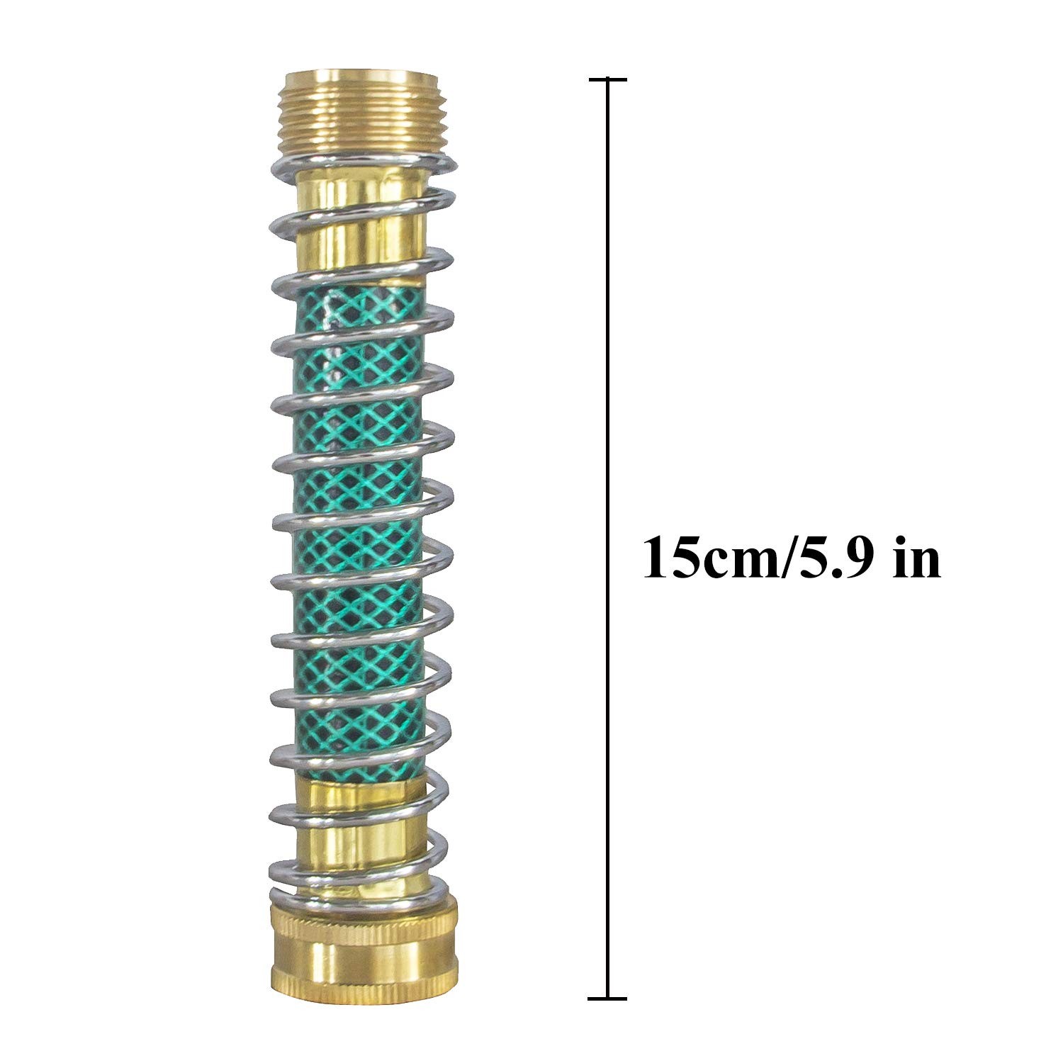 Hourleey Garden Hose Protector, Extension Adapter with Coil 2 Pack, Gold