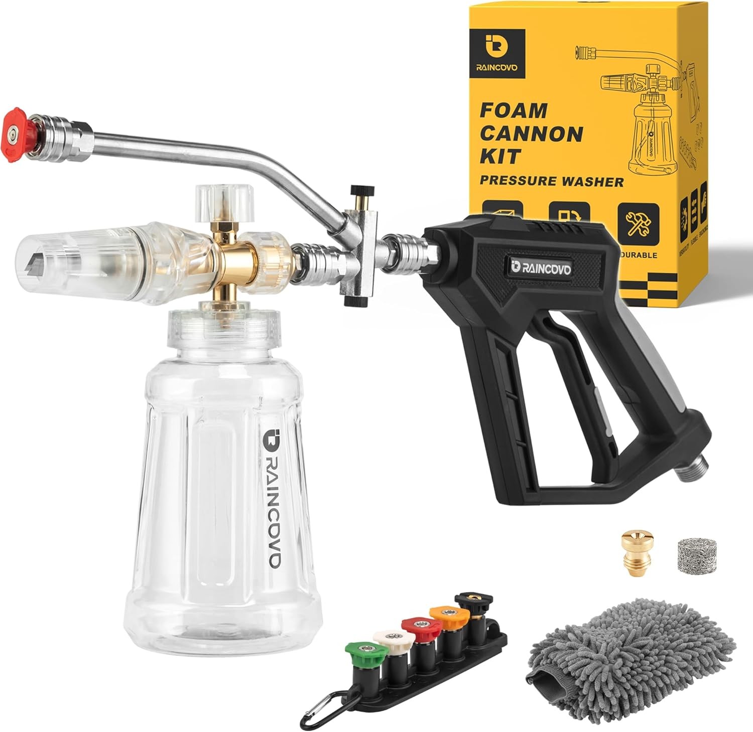 Foam Cannon with Short Pressure Washer Gun, Dual Connector Accessories, Snow …