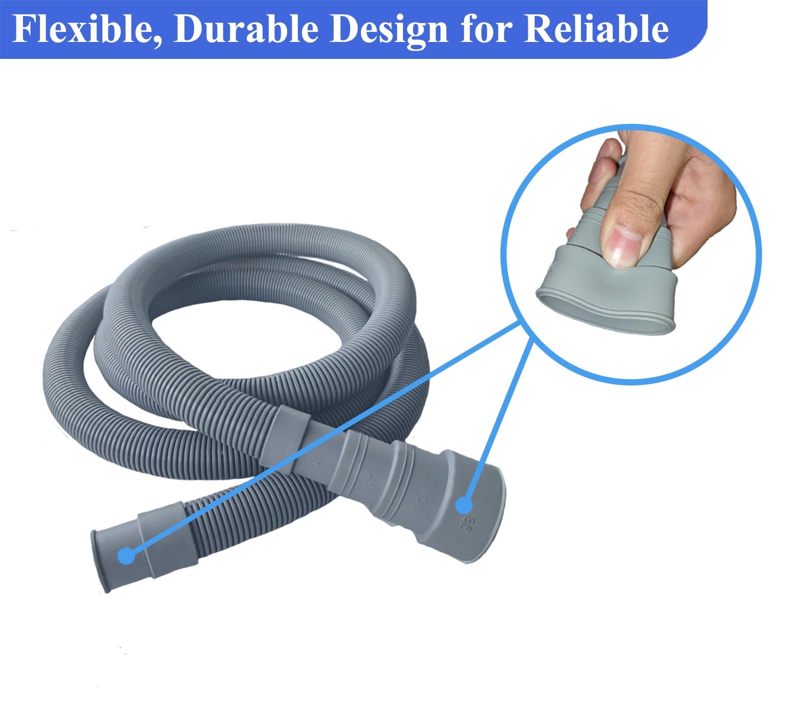 DLHMBOQ 6.5ft Washing Machine Drain Hose Extension Kit 6.5Feet, Gray