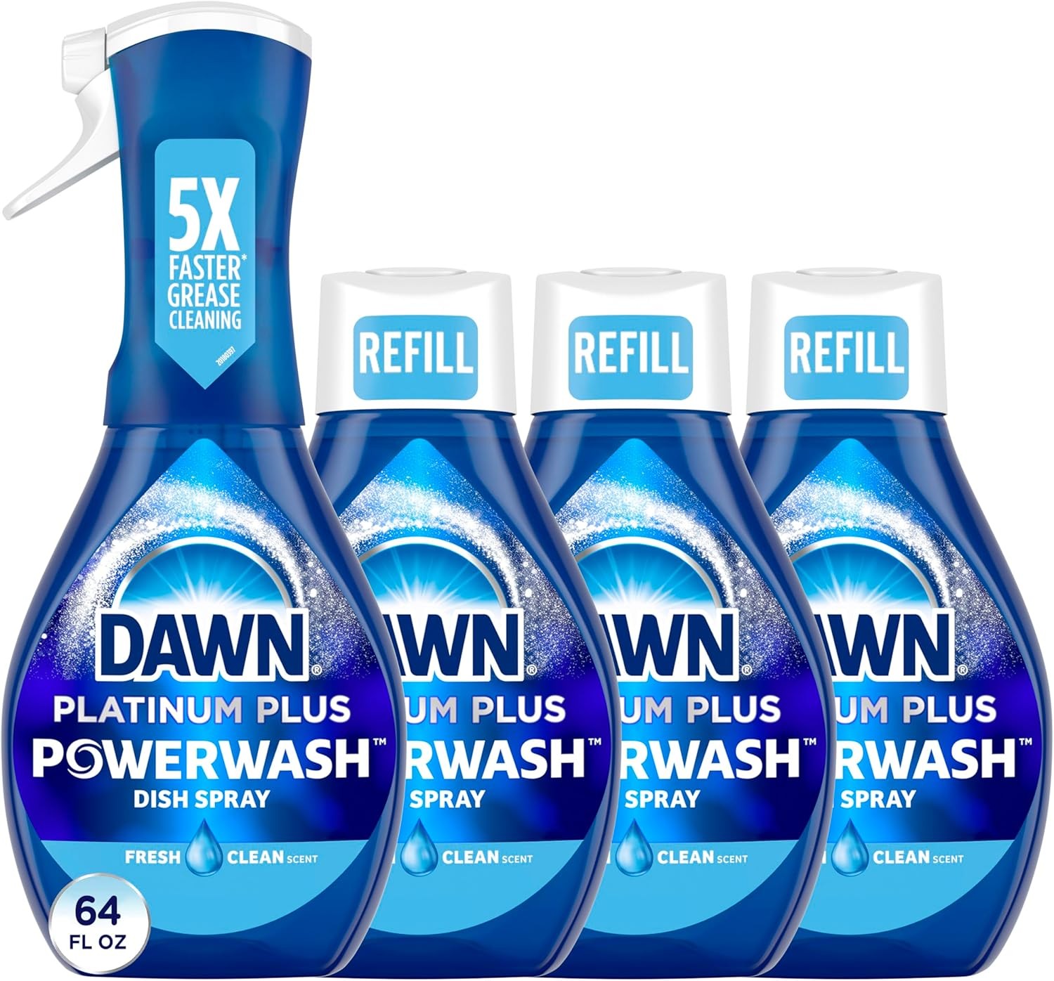 Dawn Powerwash Spray, Dish Soap, Dishwashing Liquid, Fresh, 1 Starter Kit + 3 Re