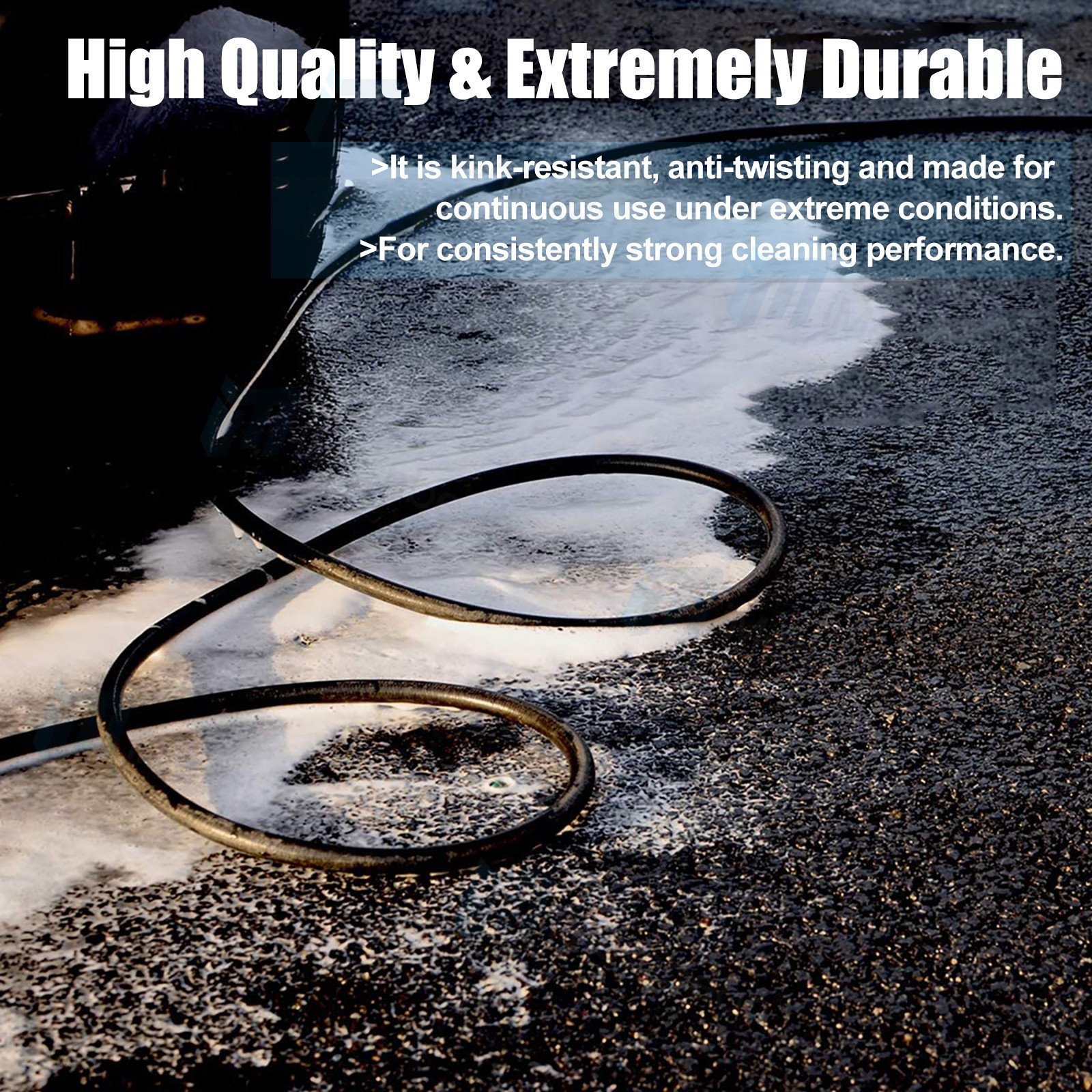 Hot Water Pressure Washer Hose 3/8″ x 100ft 6000 psi Non-Marking 2-Braid Gray