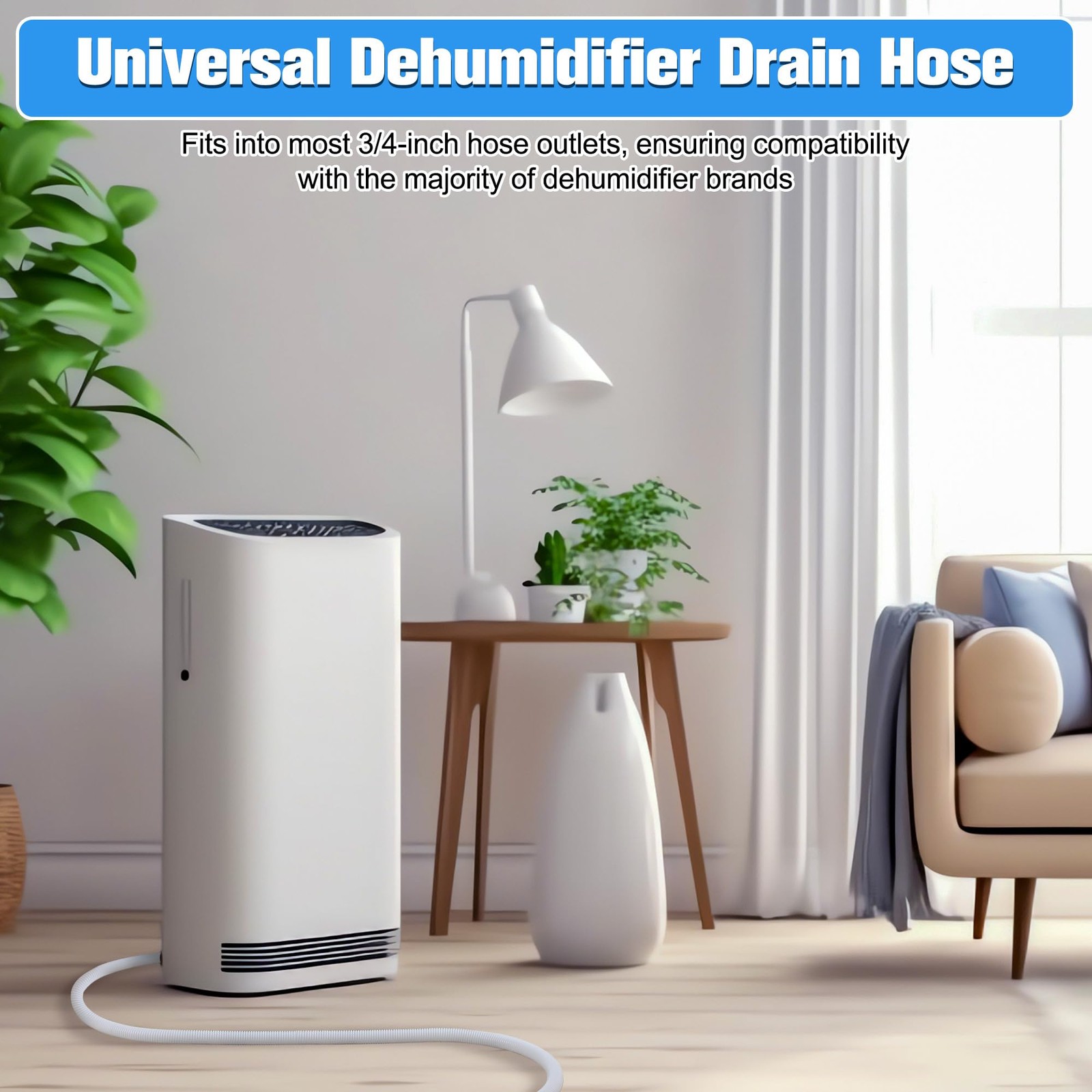 White Dehumidifier Drain Hose 6.5 Ft 3/4 Inch