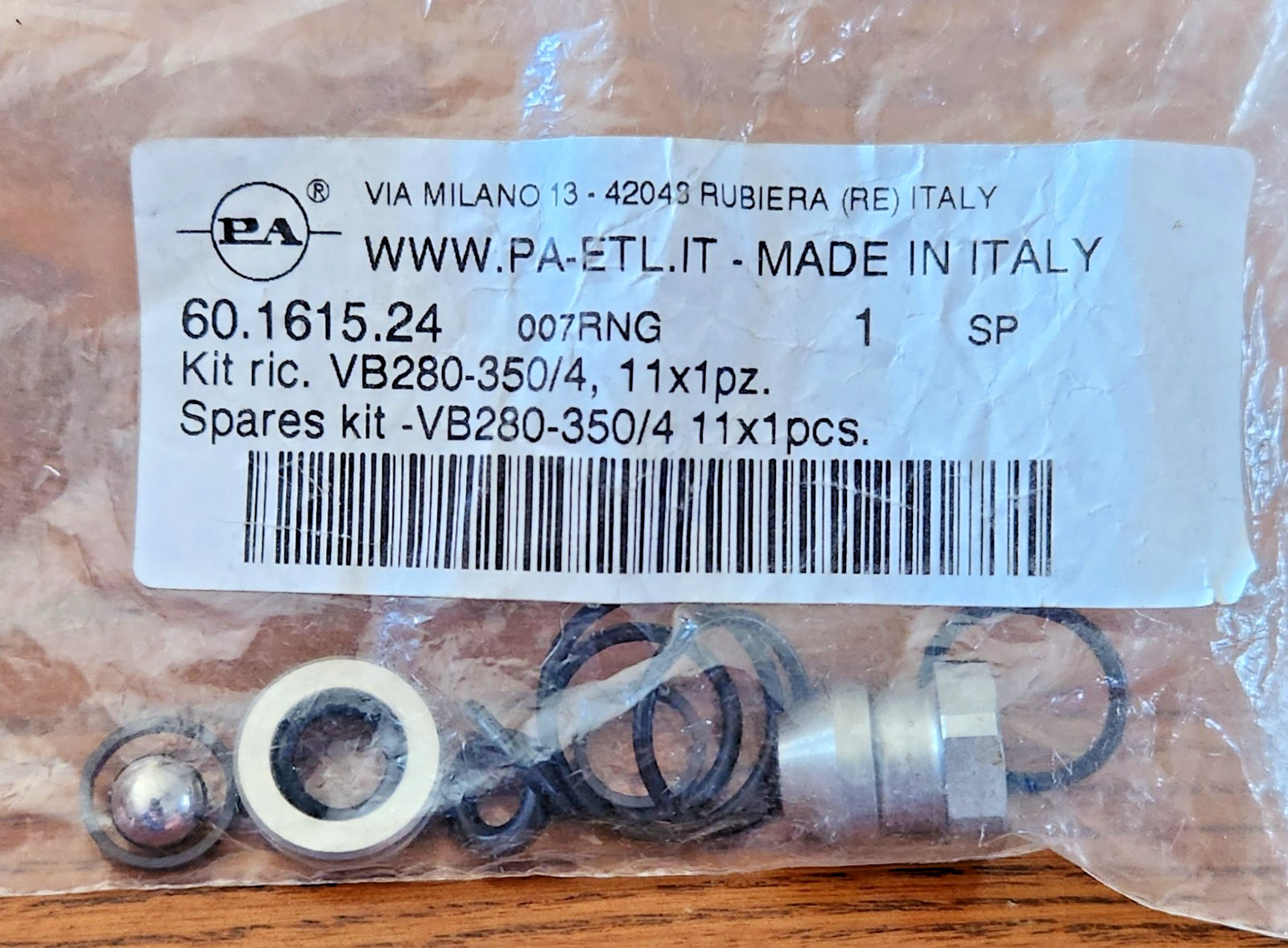 PA Repair Kit Unloader Valve 60.1615.24 Spares VB280-350/4 Italy Pressure Washer