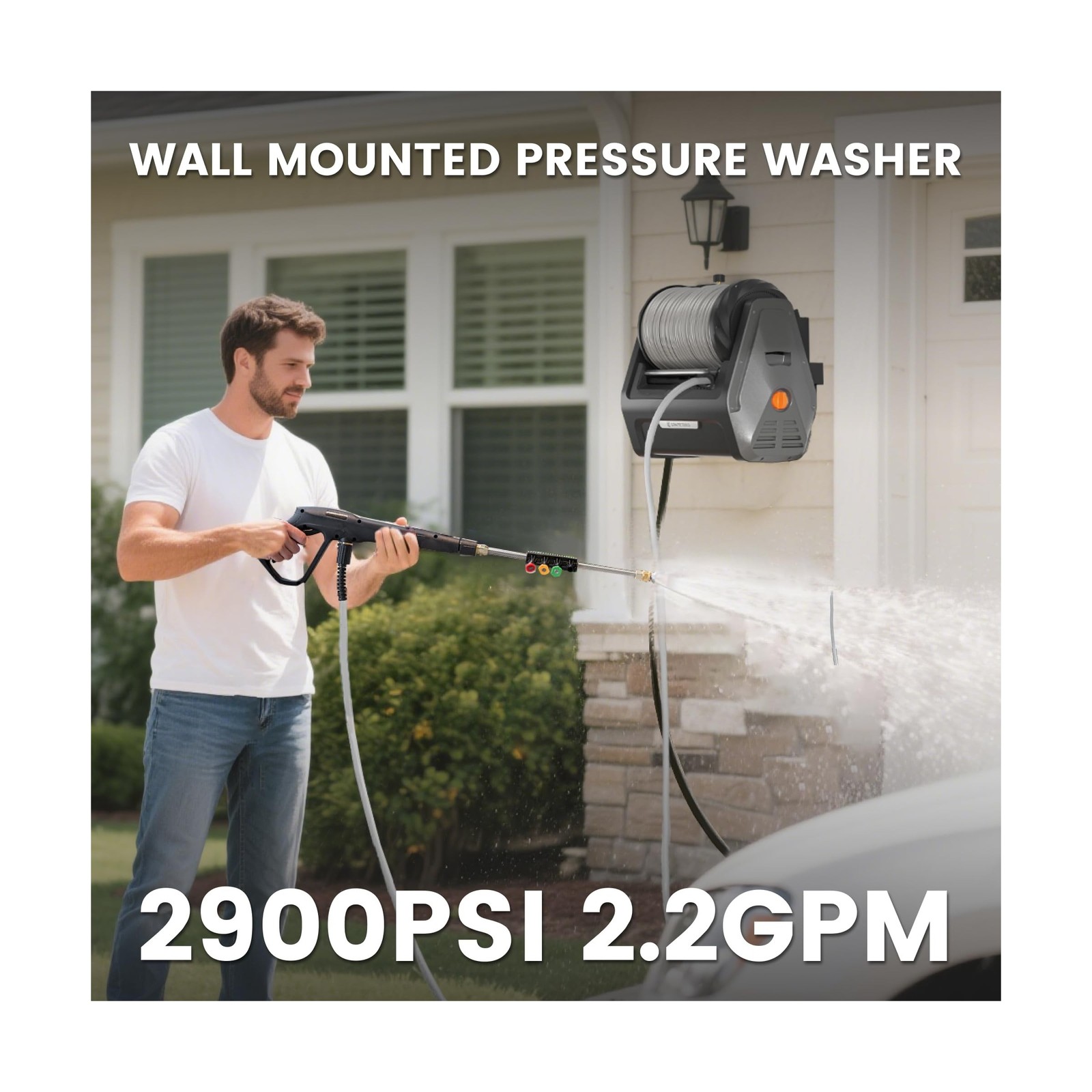 Giraffe Tools Grandfalls Retractable Wall Mount Pressure Washer Plus, Max 290…