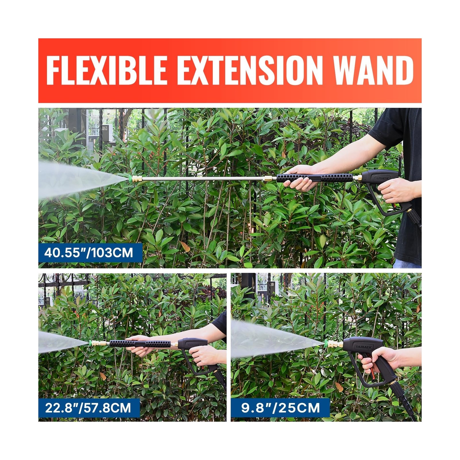 YAMATIC Pressure Washer Gun and Wand with 5 Spray Nozzles, M22-14mm & M22-15m…