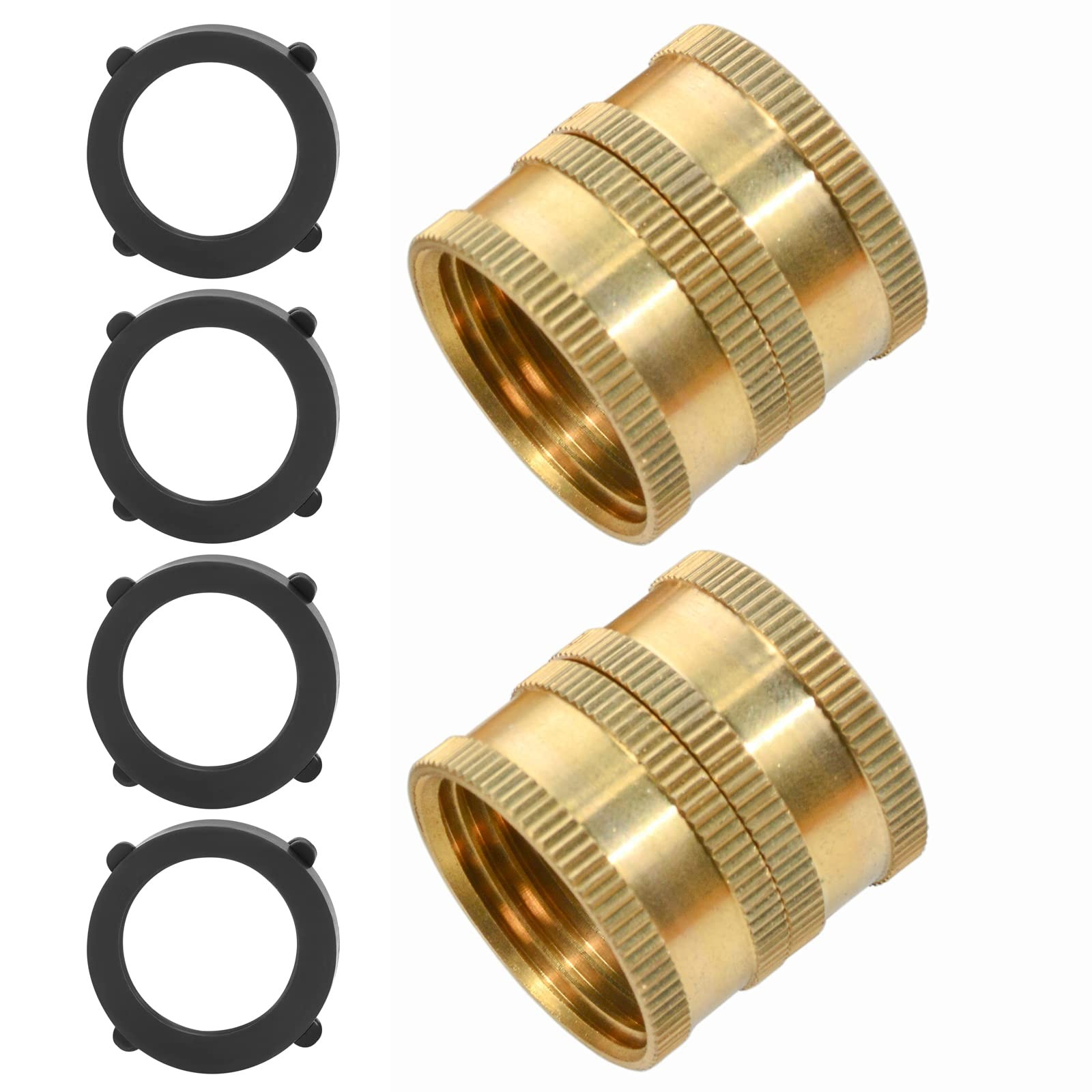 Sanpaint 2 Pack 3/4″ Garden Hose Connector with Double Female(2 Pack), 2