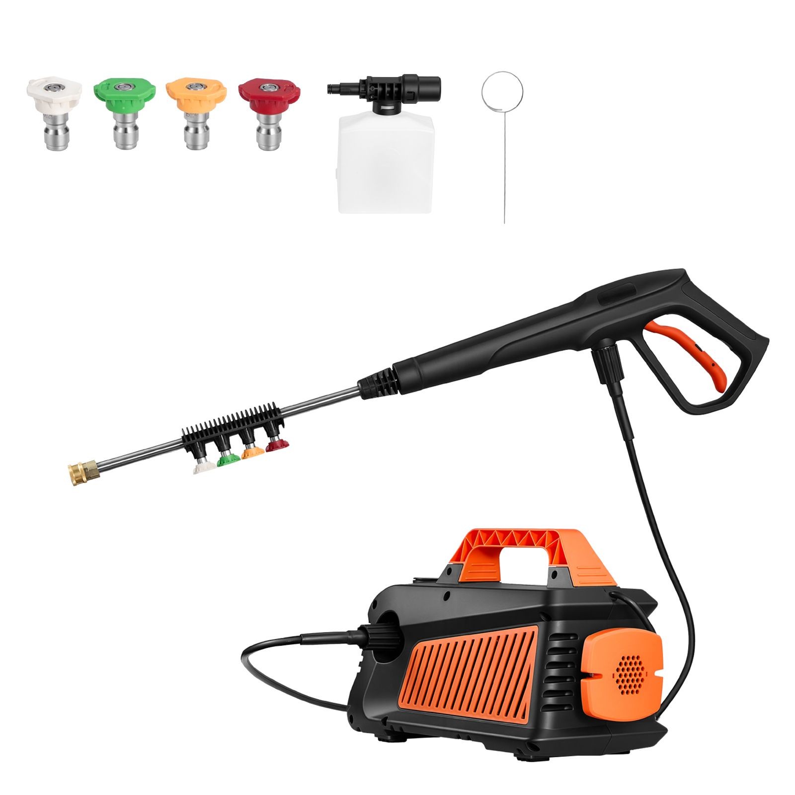 Electric Pressure Washer, 2000 PSI, Portable with 4 Nozzles, Metal Wand, Compact