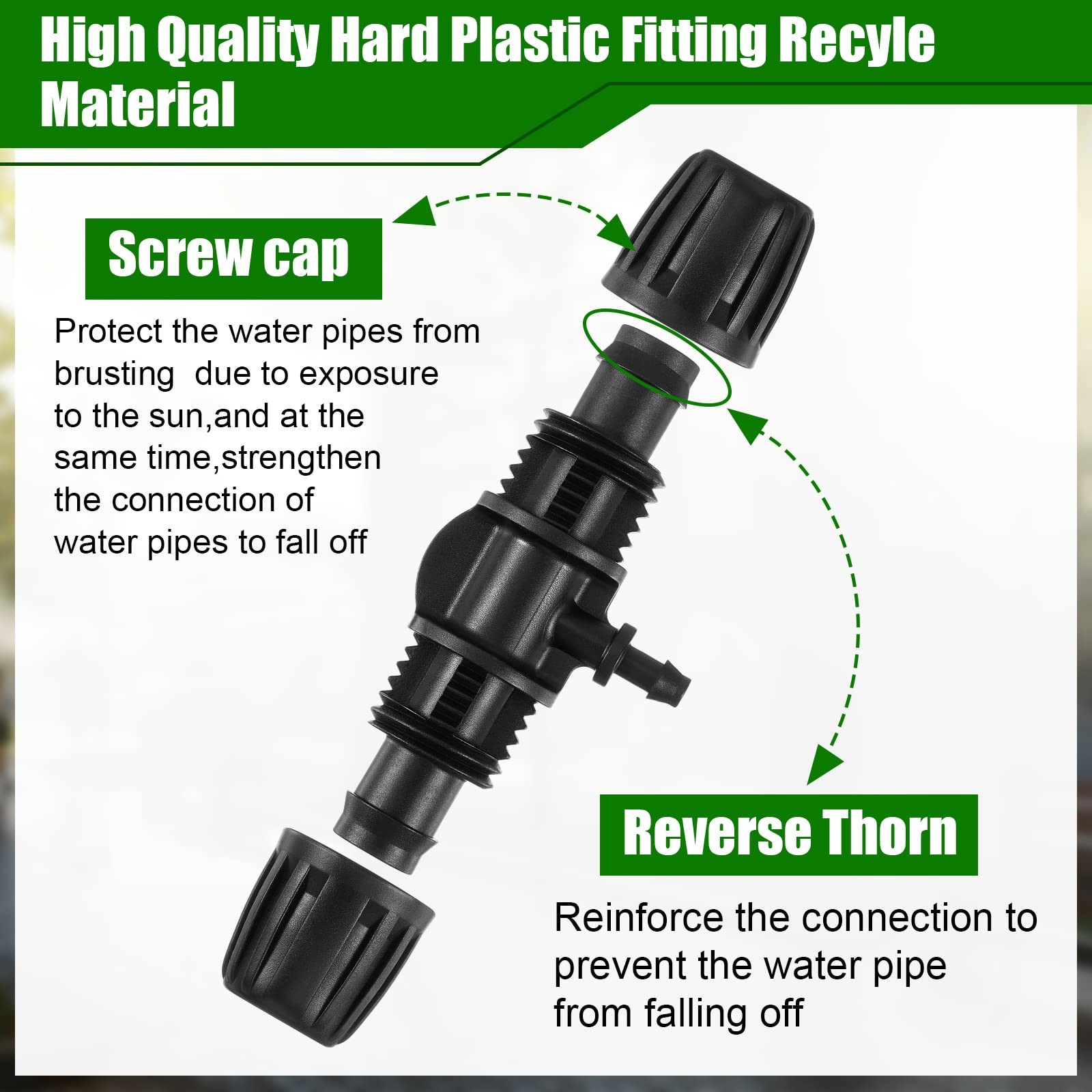 12 Pcs Barbed Tee Drip Irrigation Tubing for 1/2 inch to 1/4 inch, Black