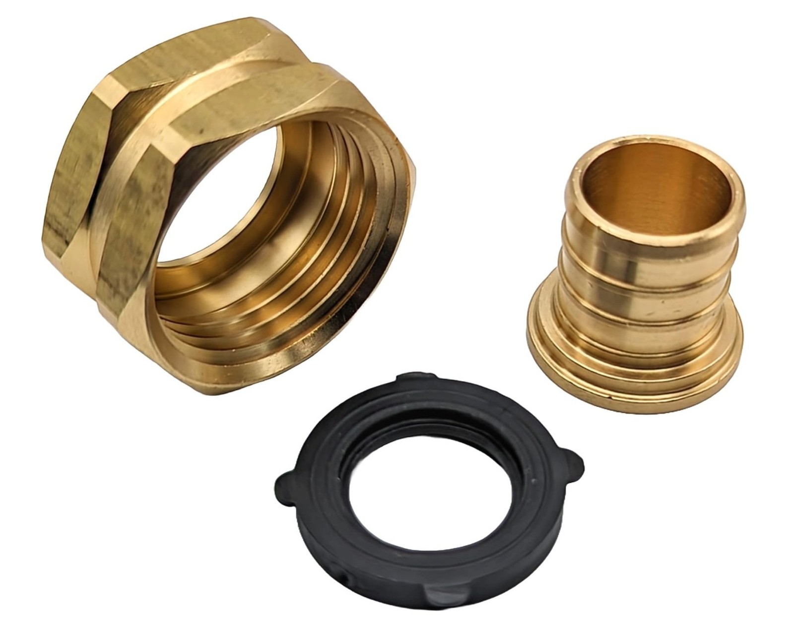 Brass Garden Hose Adapter Swivel Fitting, 3/4” PEX Barb and 3/4” GHT