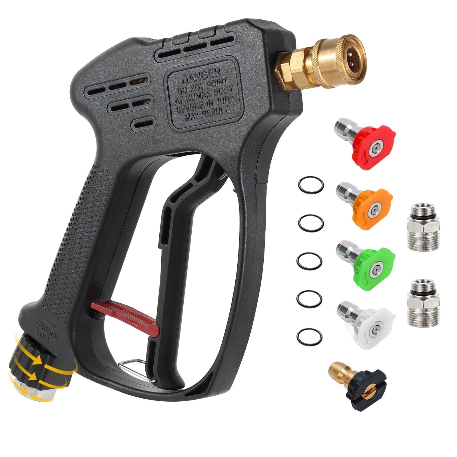 Short Pressure Washer Gun, 5000 PSI Max Swivel High Pressure Washer Extension…