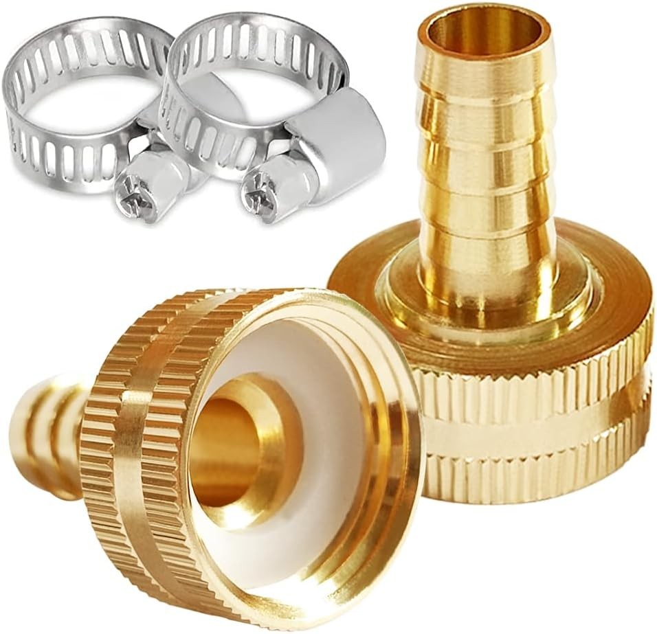 2PCS Solid Brass 1/2″ 3/4"GHT Female – 1/2" Barb, 3/4″GHT