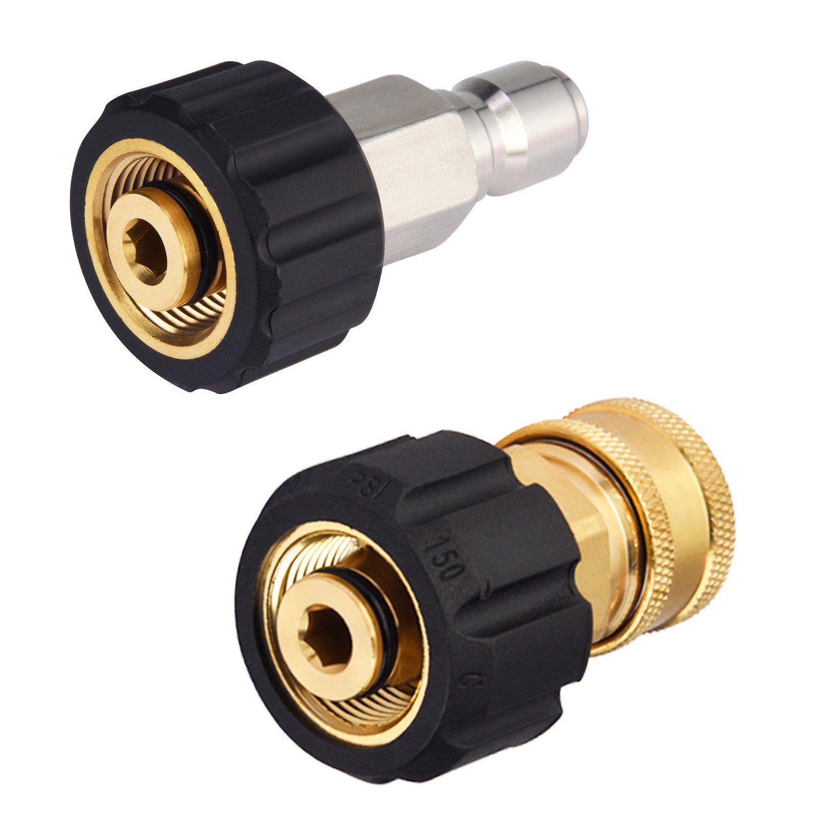 M MINGLE Pressure Washer Hose Adapter Set, M22 to 3/8 Quick Connect, Black