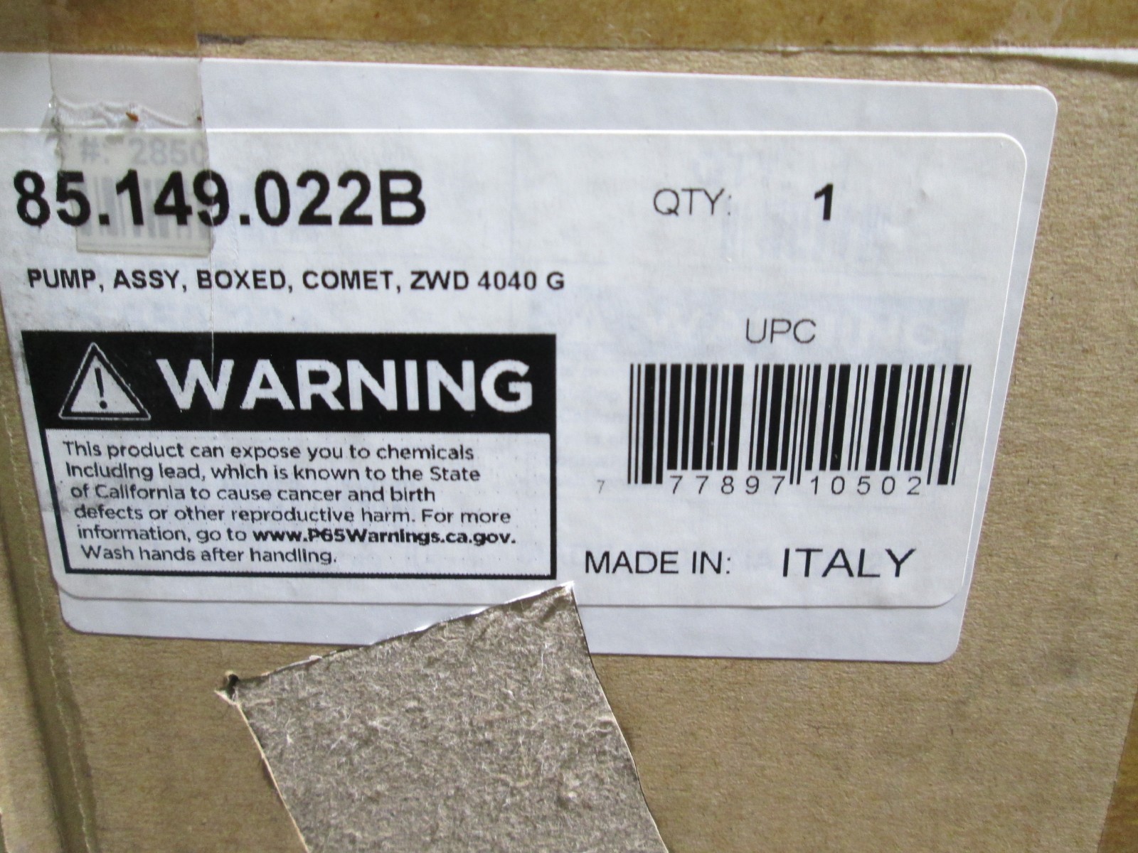 COMET ZWD4040G PRESSURE WASHER PUMP | 85.149.022B NEW OEM ITALY FREE SHIPPING