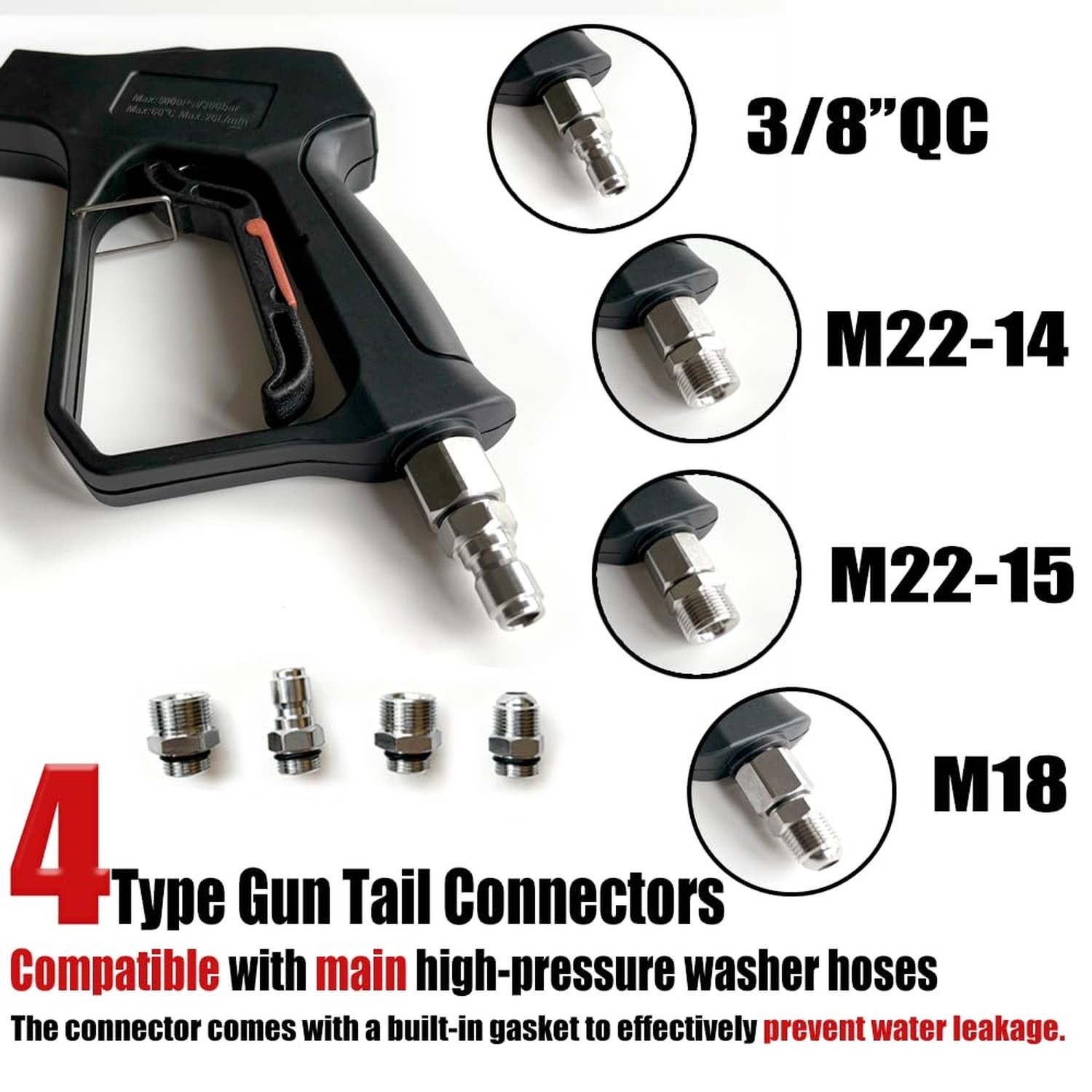 Swivel Pressure Washer Short Gun,Sturdy 5000PSI Power Washer Handle with Repl…