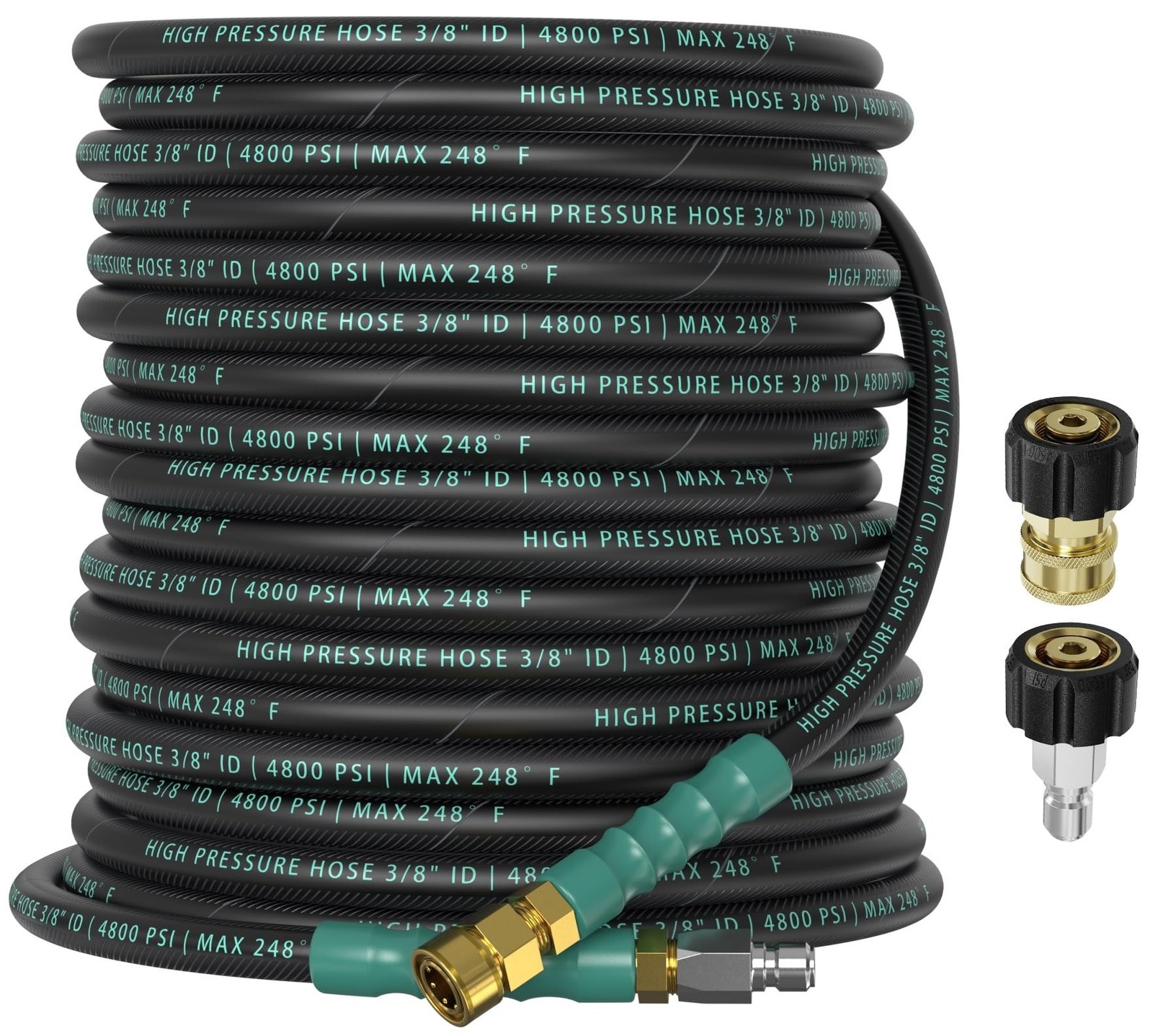 3/8″ 4800PSI Pressure Washer Hose 50FT with 360° Swivel Quick Connect, Flex