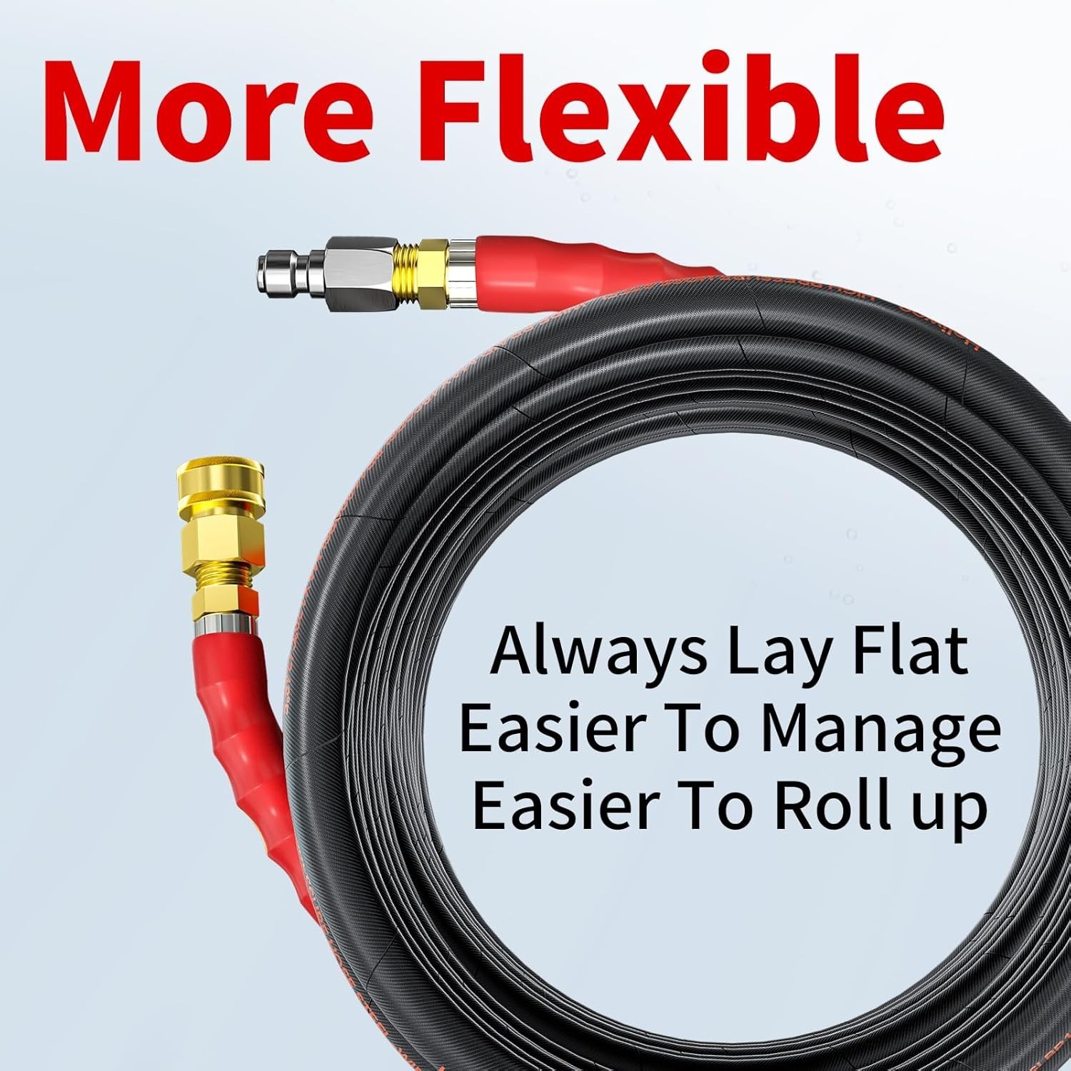 Pressure Washer Hose 50FT, 4800PSI Wire Braid Power Washer Extension Hose 3/8 In