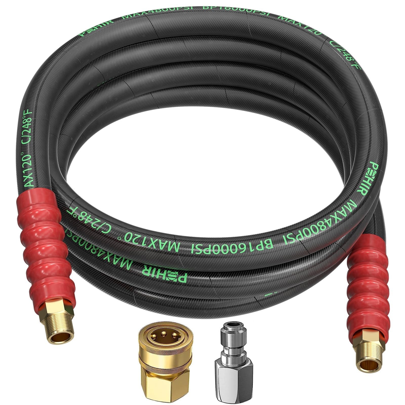 10FT Pressure Washer Whip Hose, 3/8’’ Jumper Hose with Quick Connect