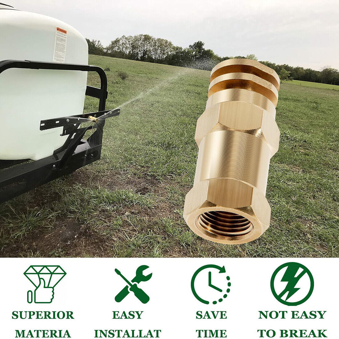 Boomless Spray Nozzle kit 1/2 inch FPT #20 Orifices 90° 180° Caps 5.9 GPM 40 PSI