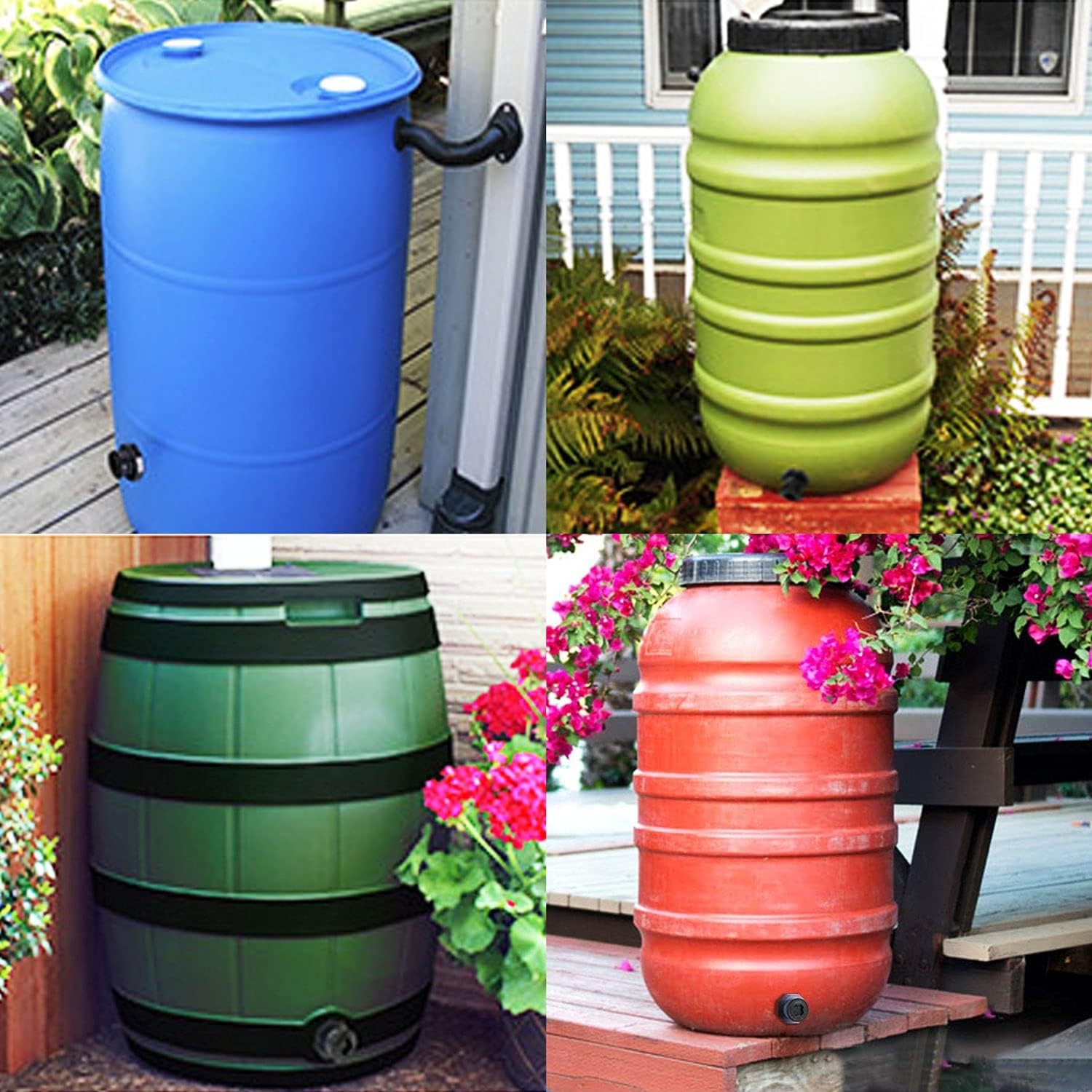 4 PCS Rain Barrel Bulkhead Fitting kit with Plugs and 3/4″ (Diameter 25mm)