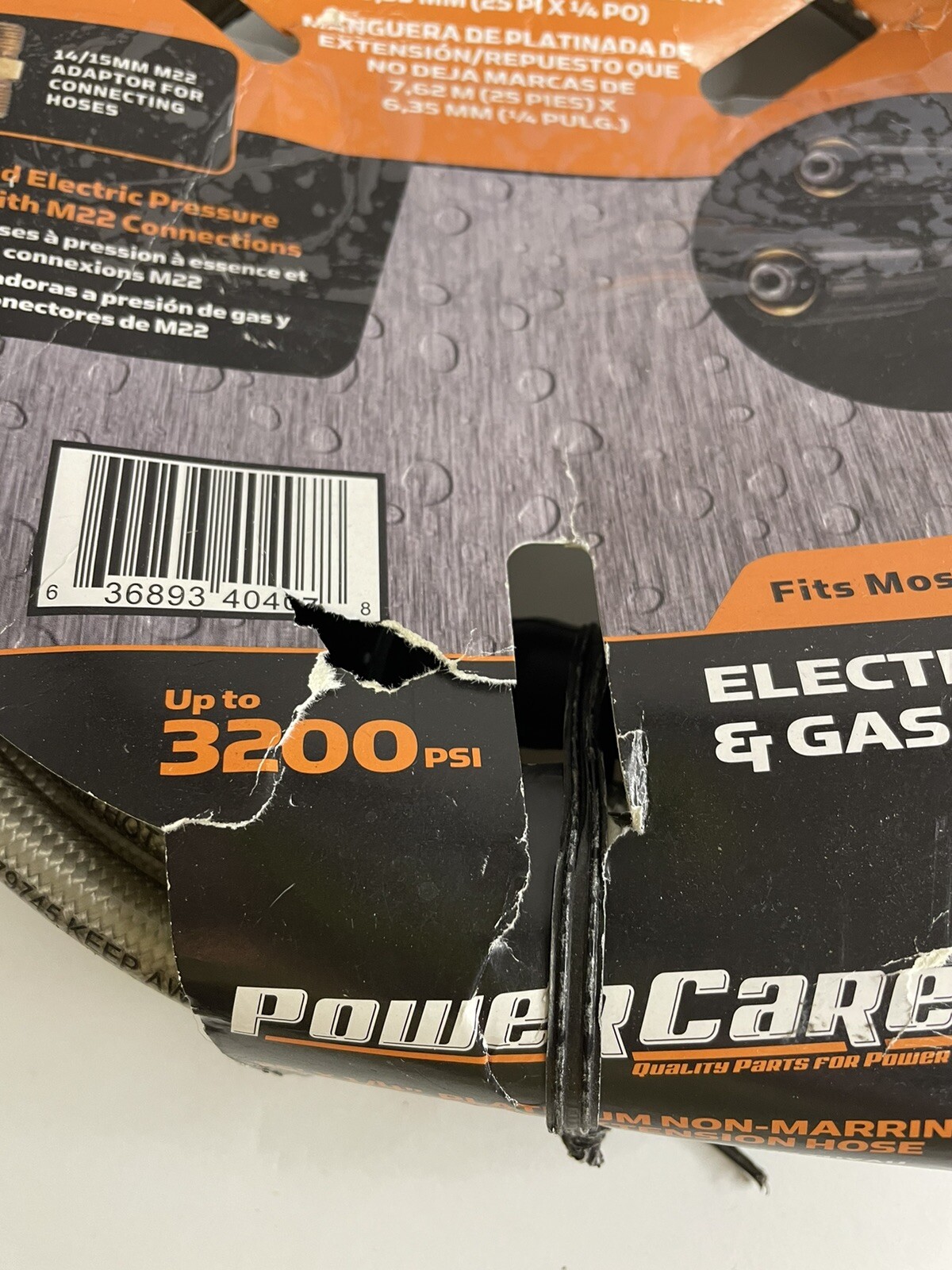 Power Care 25ft x ¼” 3200psi M22 Connector Pressure Washer Hose