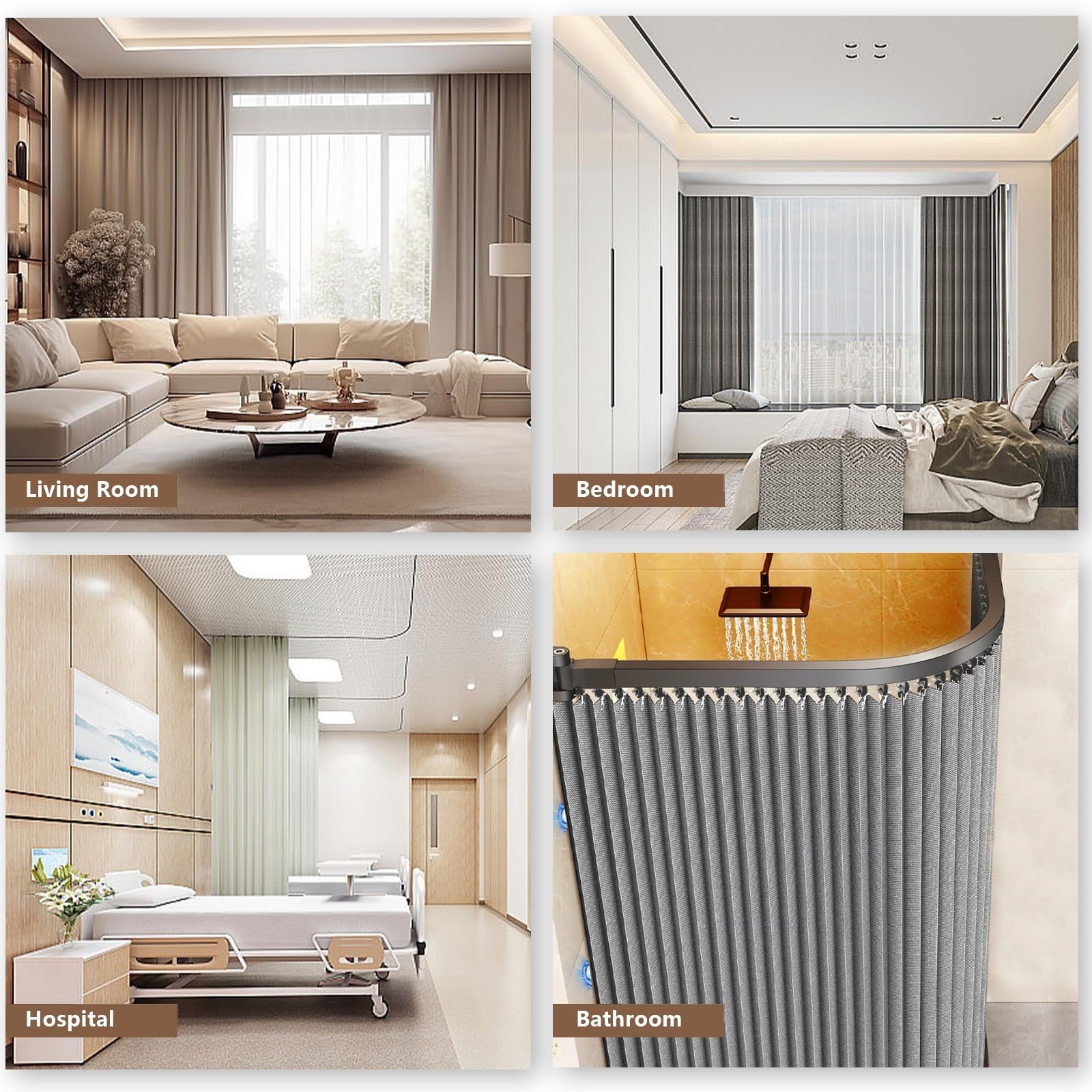 Flexible Bendable Ceiling Curtain Track, 16.4ft (5m) PVC, Metal, Plastic & St…