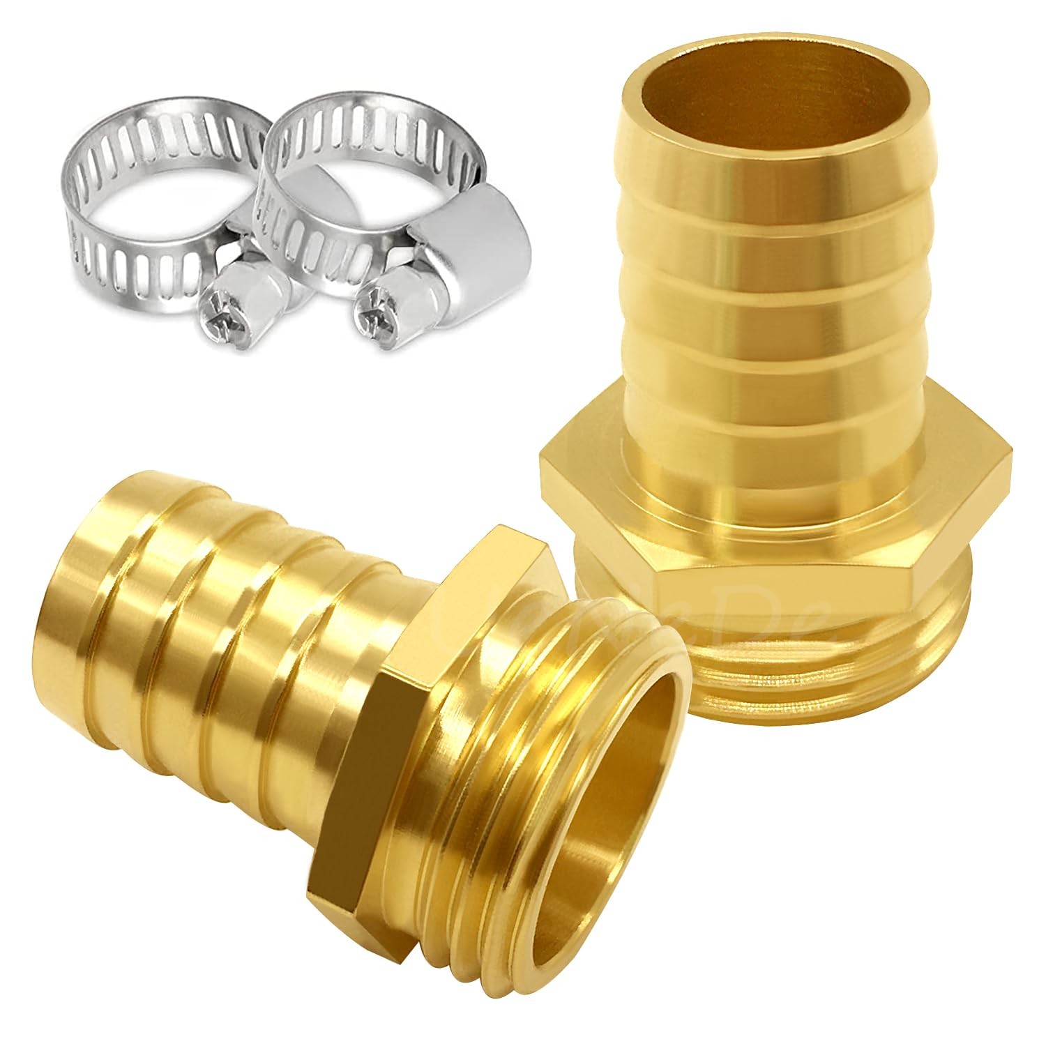 Uenede 2PCS Brass 5/8″ Barb x 3/4″GHT Male Garden Hose End