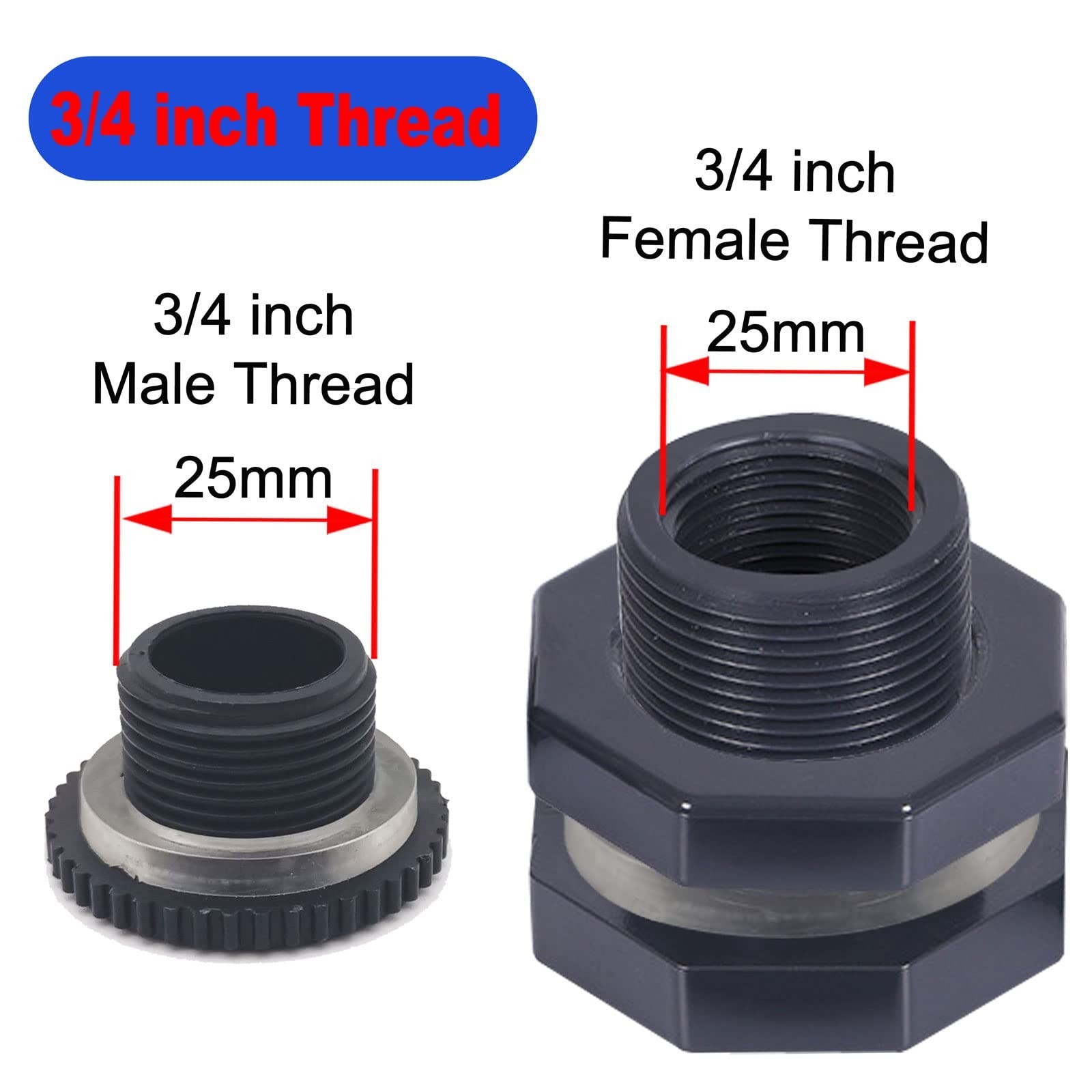 4 PCS Rain Barrel Bulkhead Fitting kit with Plugs and Hole Saw Tool, 3/4″ (In…
