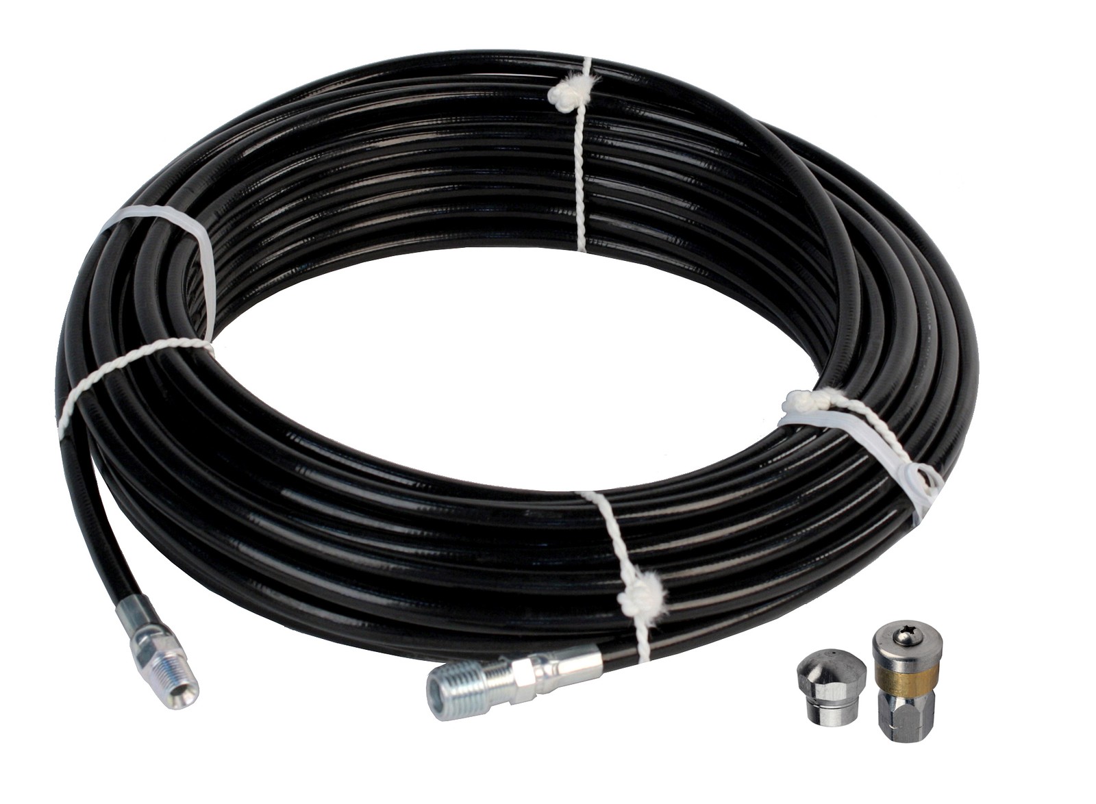 Schieffer 1/8″ x 100′ 4800 PSI Thermoplastic Sewer Jetter Hose & 5.0 Nozzles