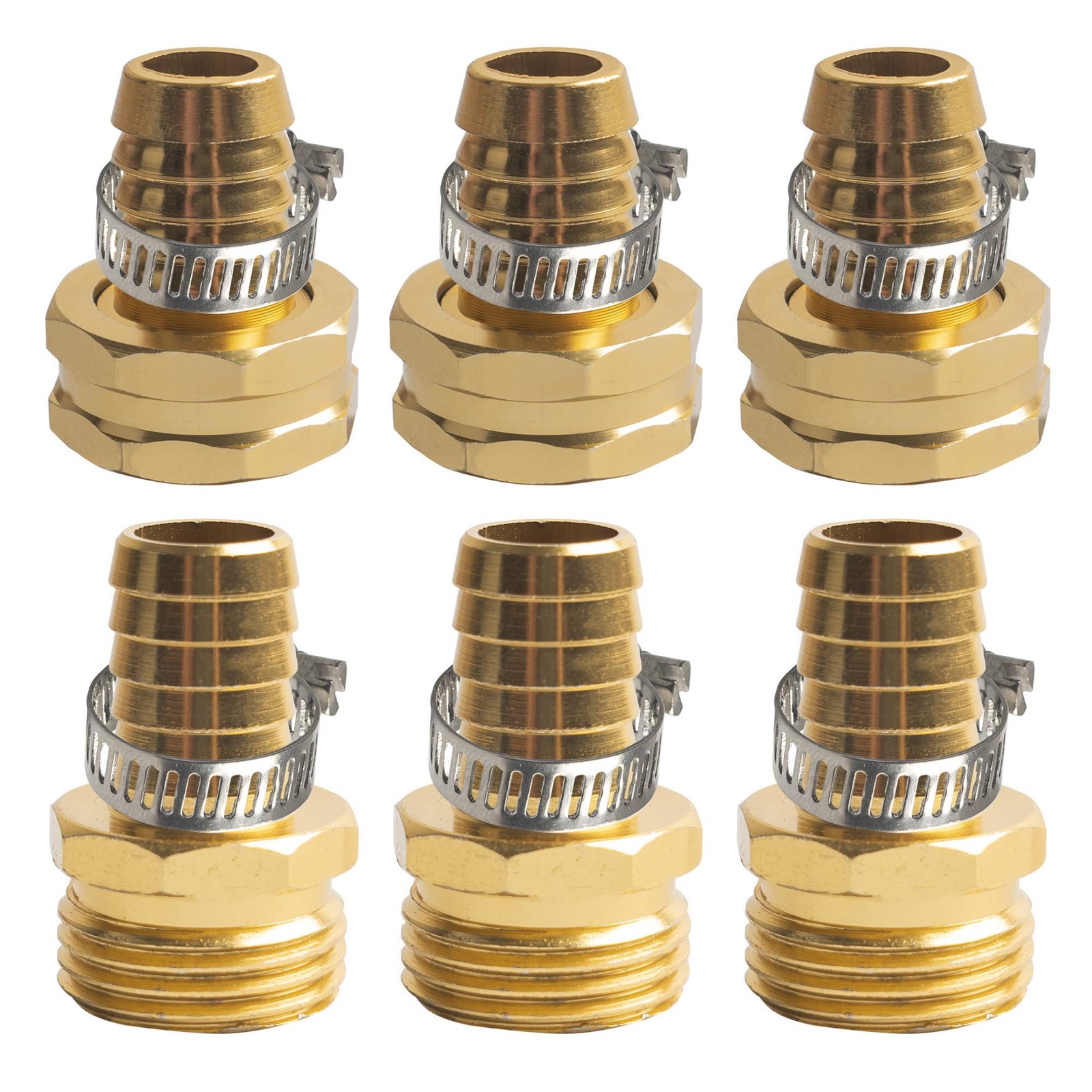 Hourleey Garden Hose Repair 1/2 Inch, Aluminum Mender 1/2″ – 3 Set, Gold