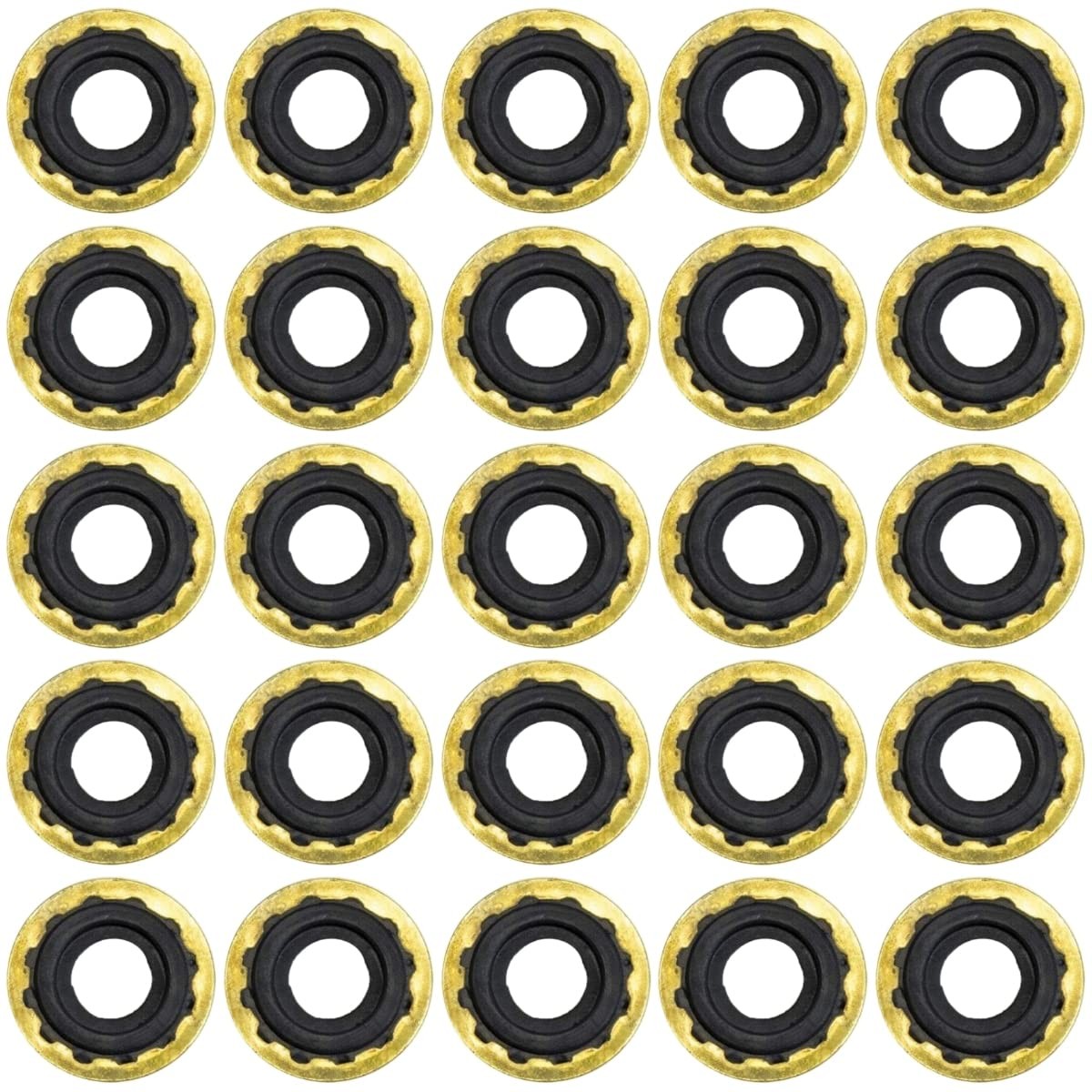 ResOne Oxygen Yoke Washer Seals, 25‑Pack – Jagged‑Edge Brass/Rubber 25-Pack