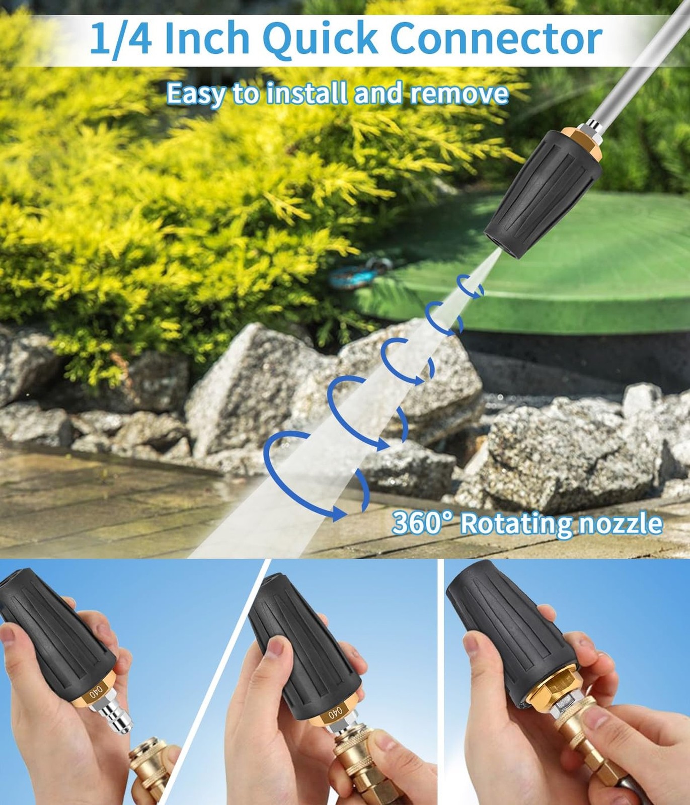 Pressure Washer Tips Turbo Nozzle, Turbo Nozzle Pressure Washer 4000 PSI, 360…