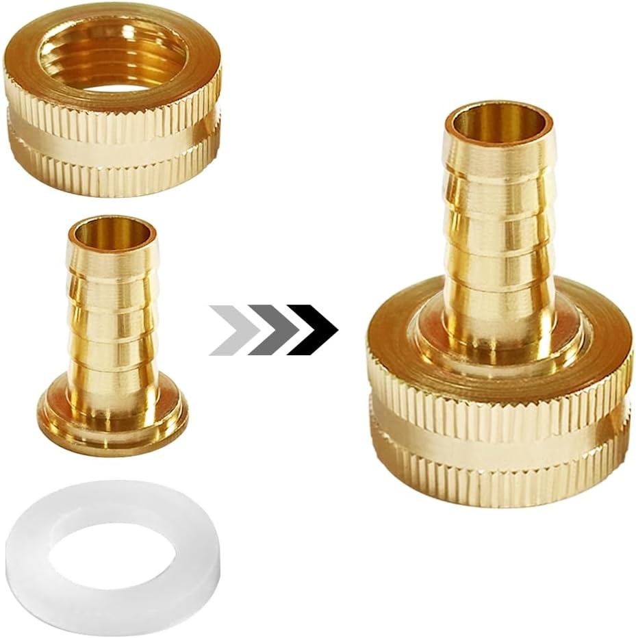 2PCS Solid Brass 1/2″ 3/4"GHT Female – 1/2" Barb, 3/4″GHT