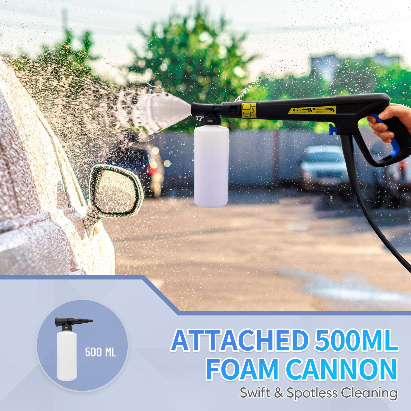 Blue Electric Pressure Washer 4800PSI 3.3GPM | Includes 4 Nozzles & Foam Cannon
