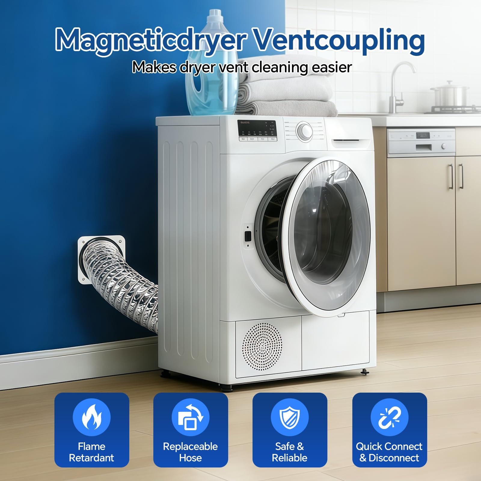 DV180 Magnetic Dryer Vent Connector, Airtight Seal, Quick Connect, Easy to…