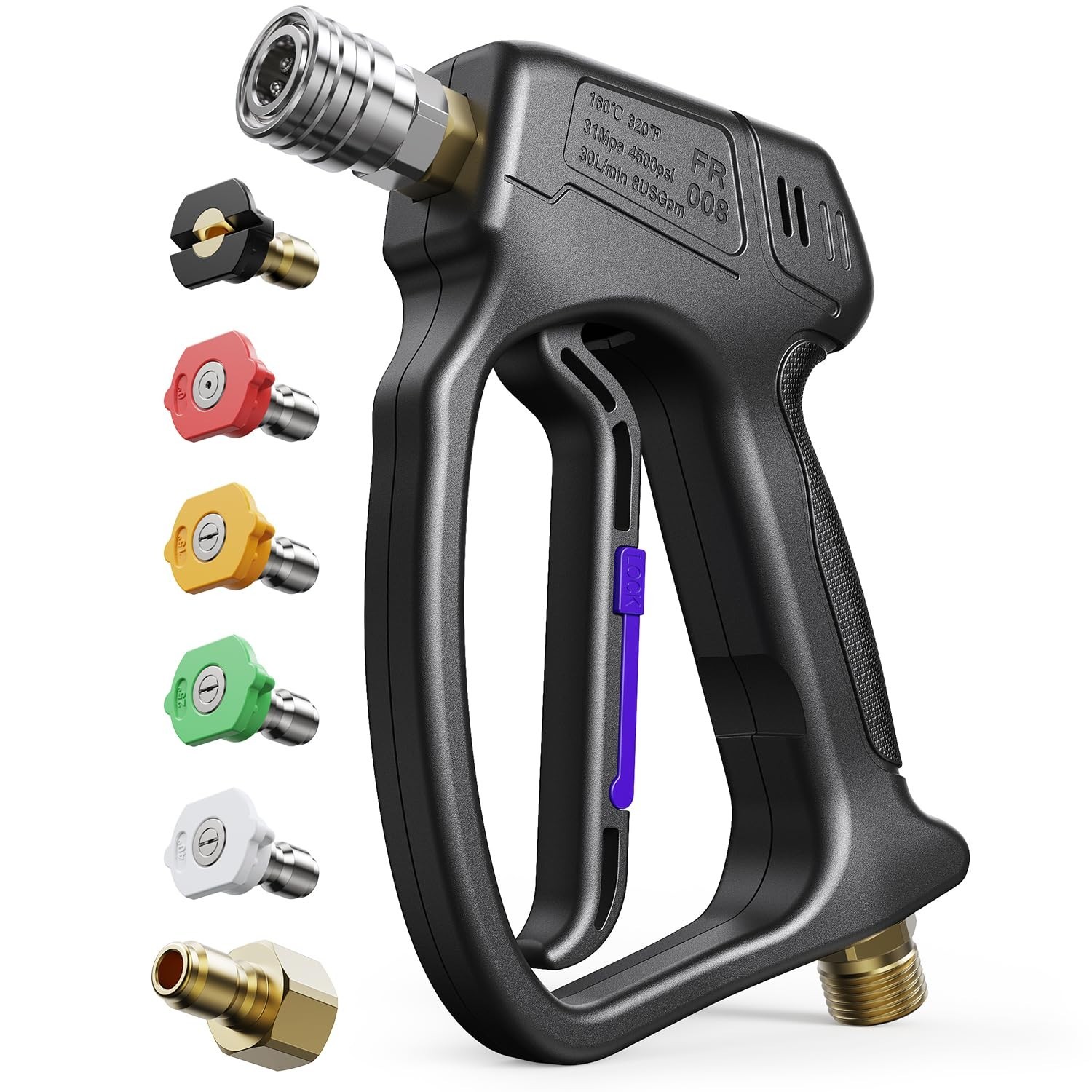 Short Pressure Washer Gun, High Pressure Washer Gun 4500 PSI M22-14mm & 3/8″ …