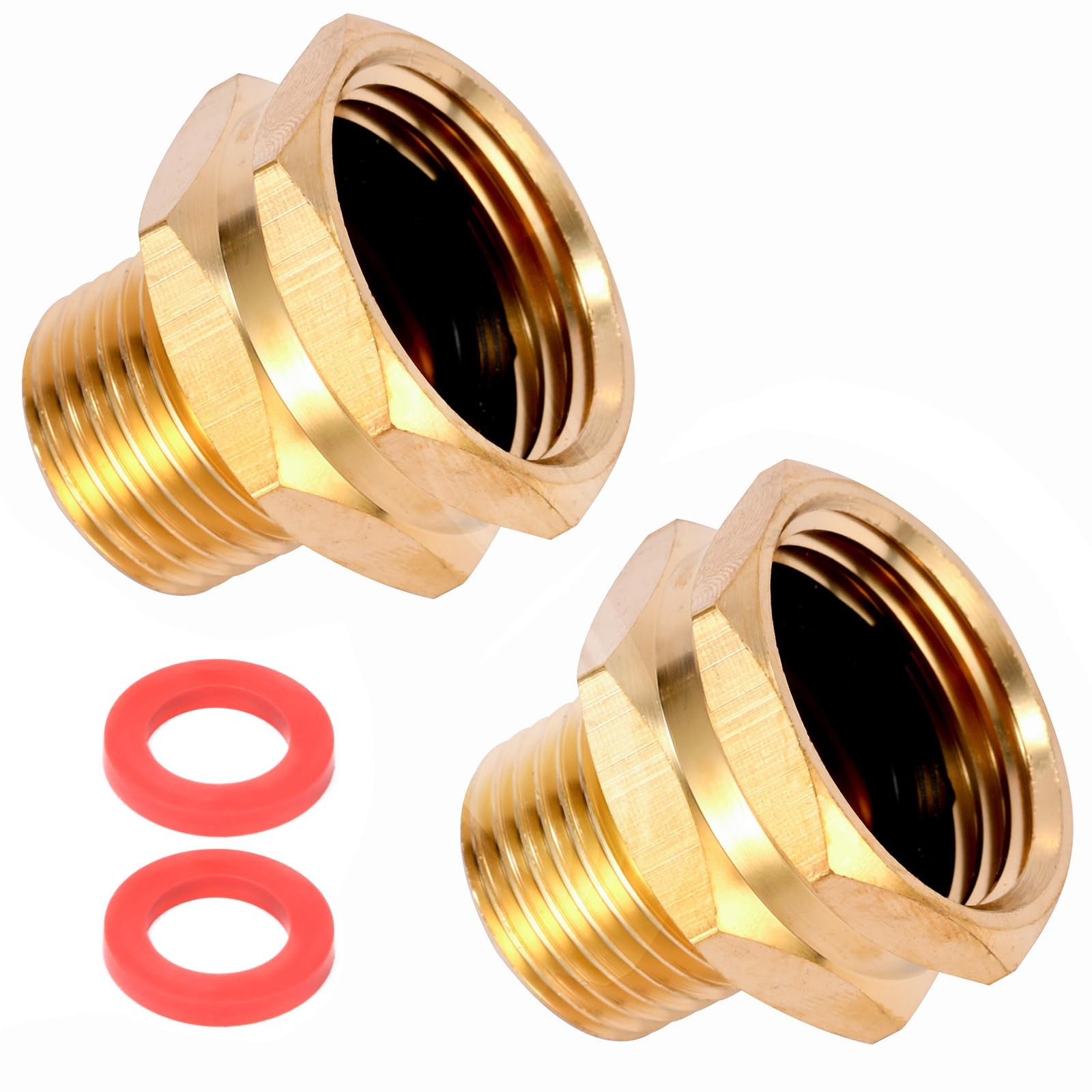 2 Pack Brass Garden Hose Adapter, 3/4″ GHT Female x 1/2″ NPT Male,