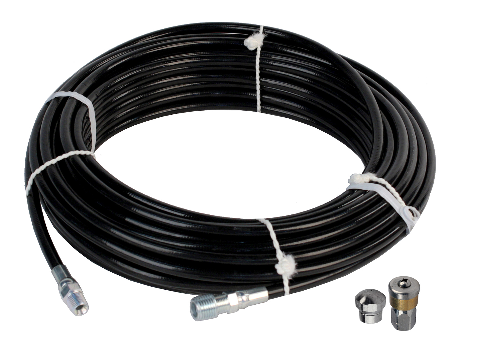 Schieffer 1/8″ x 100′ 4800 PSI Thermoplastic Sewer Jetter Hose & 5.0 Nozzles