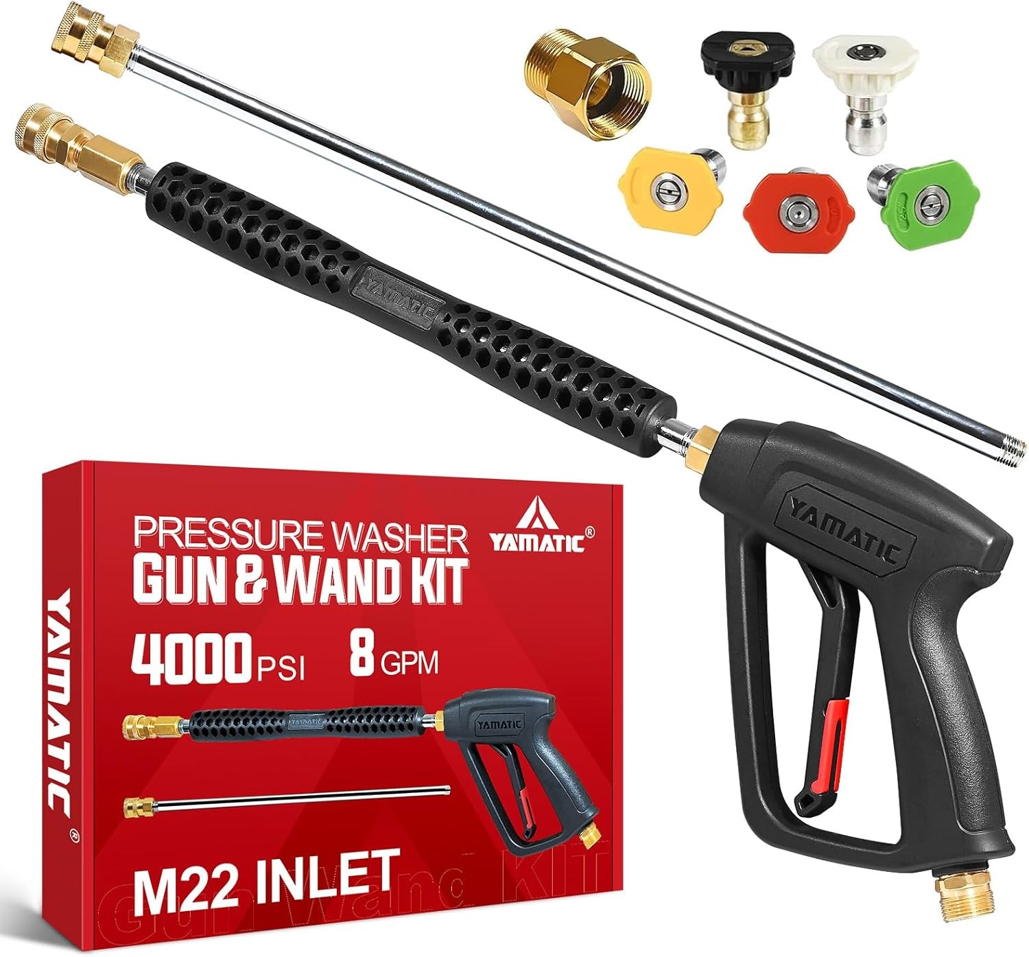 4000PSI pressure washer gun wand with 5 spray nozzles
