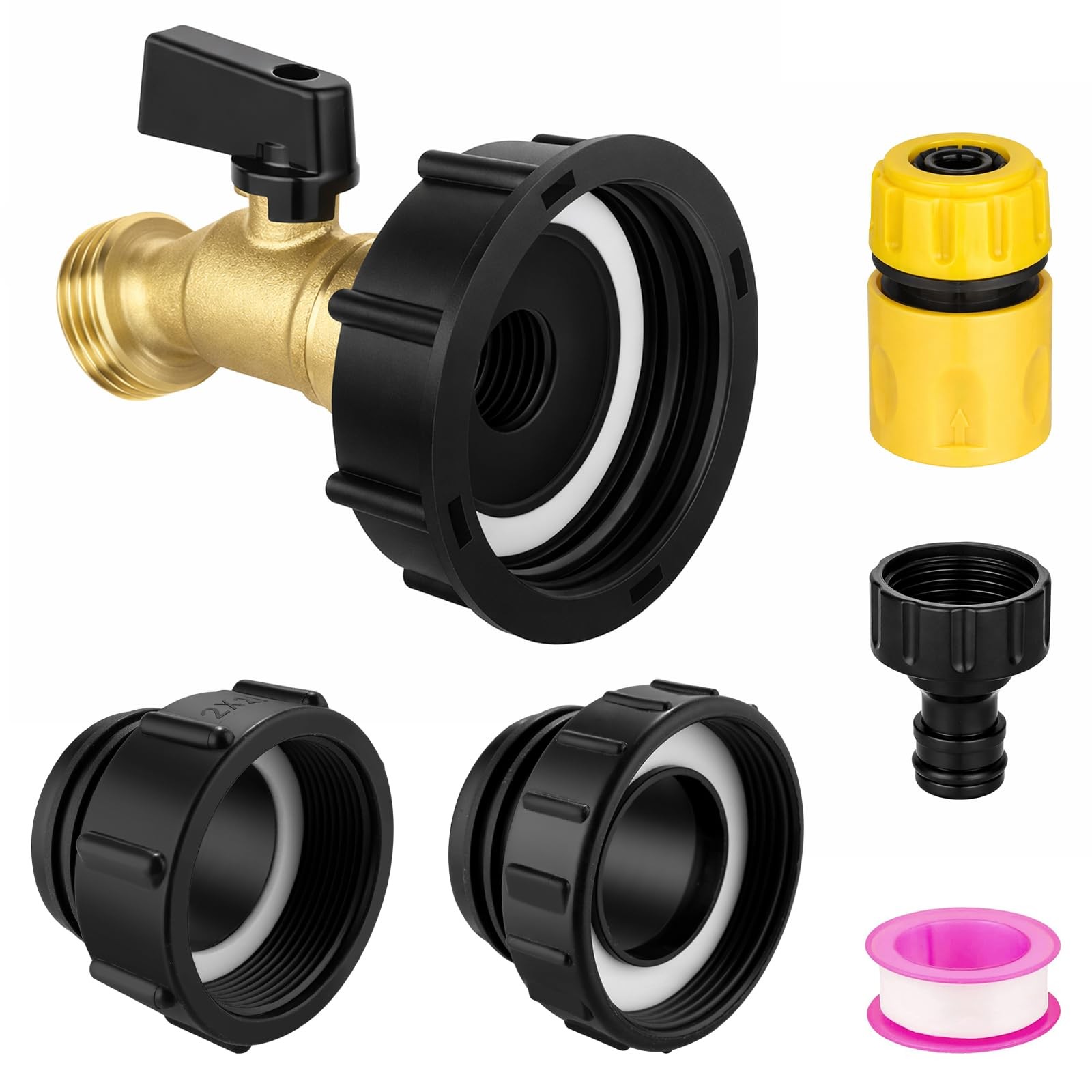 wantmatch IBC Tote Adapter 275-330 Gallon Water Black Handle Valve