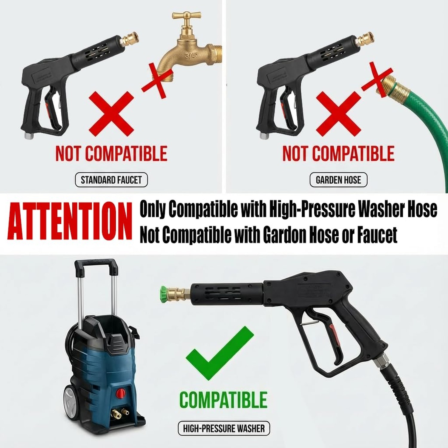 Swivel Pressure Washer Short Gun,Sturdy 5000PSI Power Washer Handle with Repl…