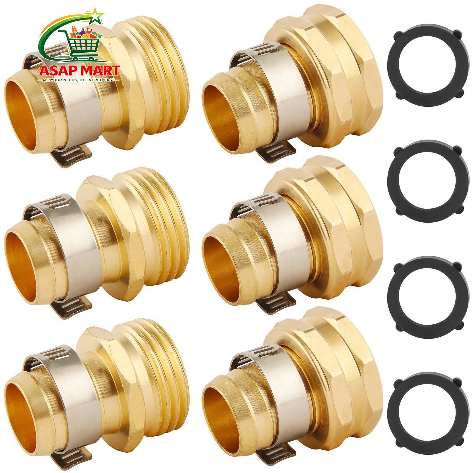 AuySier 3 Set Brass Garden Hose Repair Connector 0.75 Inch, Fit for 3/4″ hose