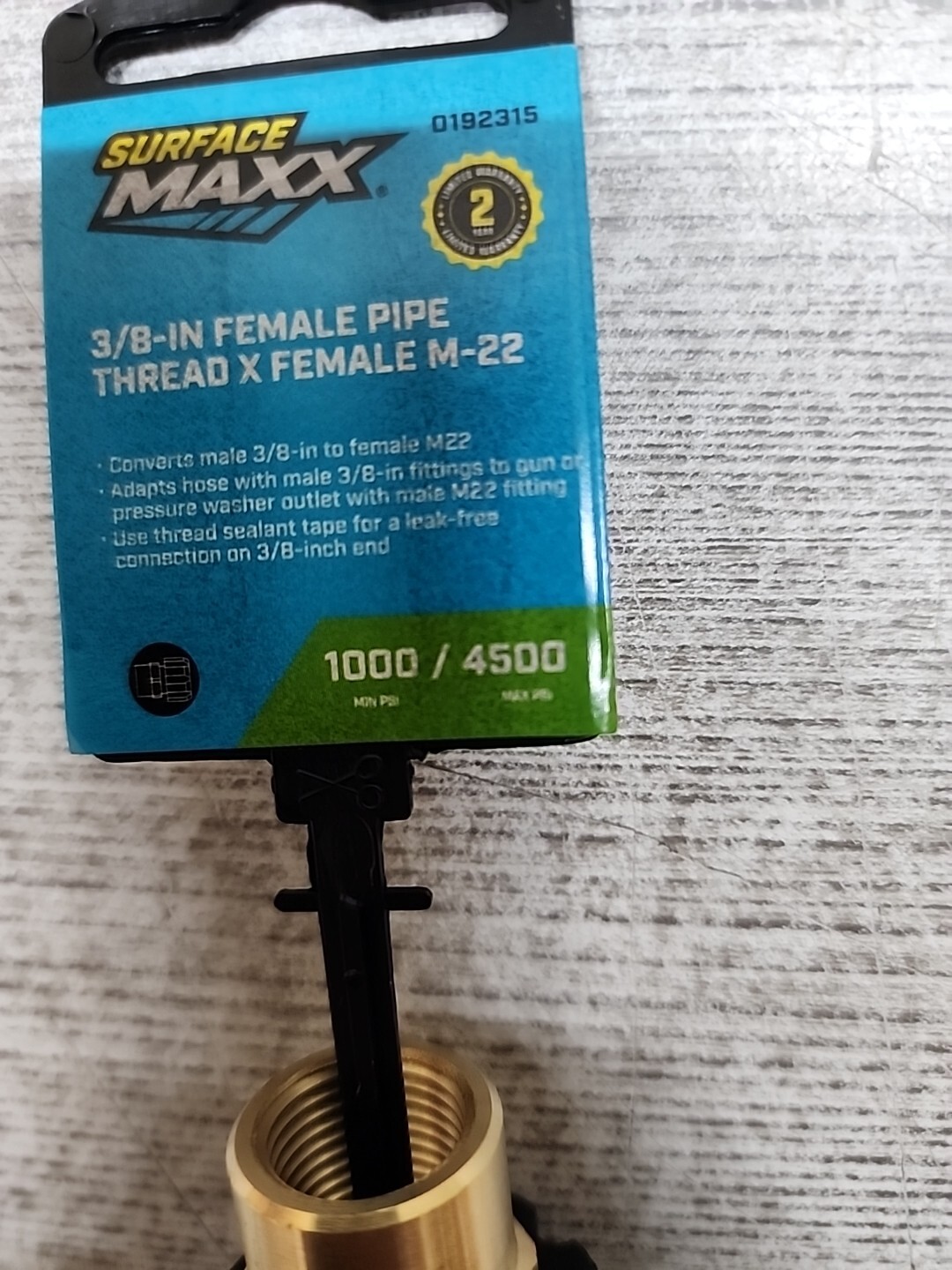 NEW Pressure Washer 3/8” FPT To M22 Gun Connector Surface Maxx (Brass)