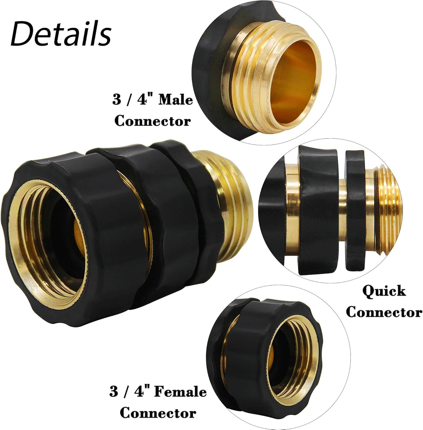 Triumpeek 3/4″ Garden Hose Connector, 7-10 cm, 9 PCS – 6 Male & 3 Female