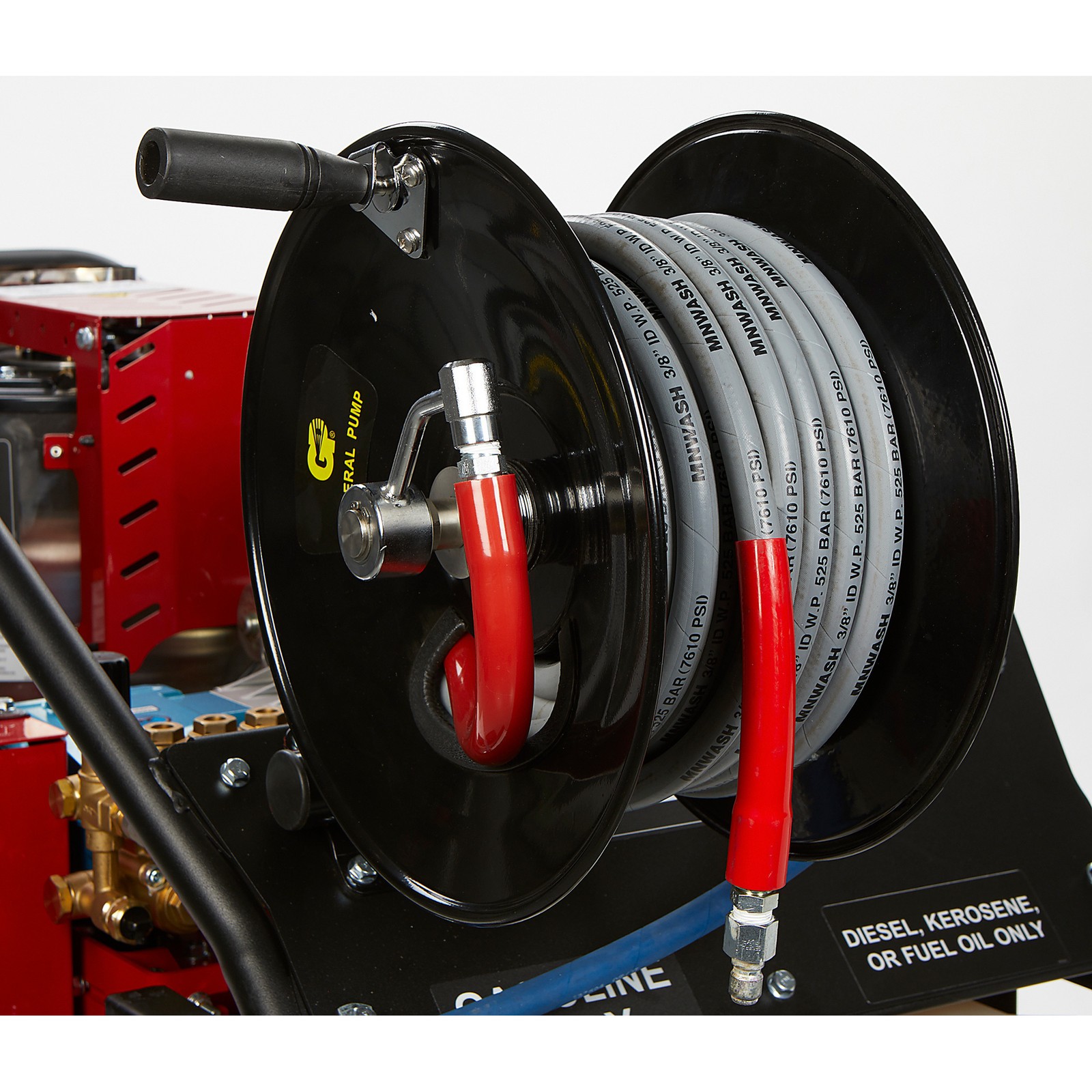 NorthStar Pressure Washer Hose Reel with 50ft. Steel-Braided Hose, 3/8in. x